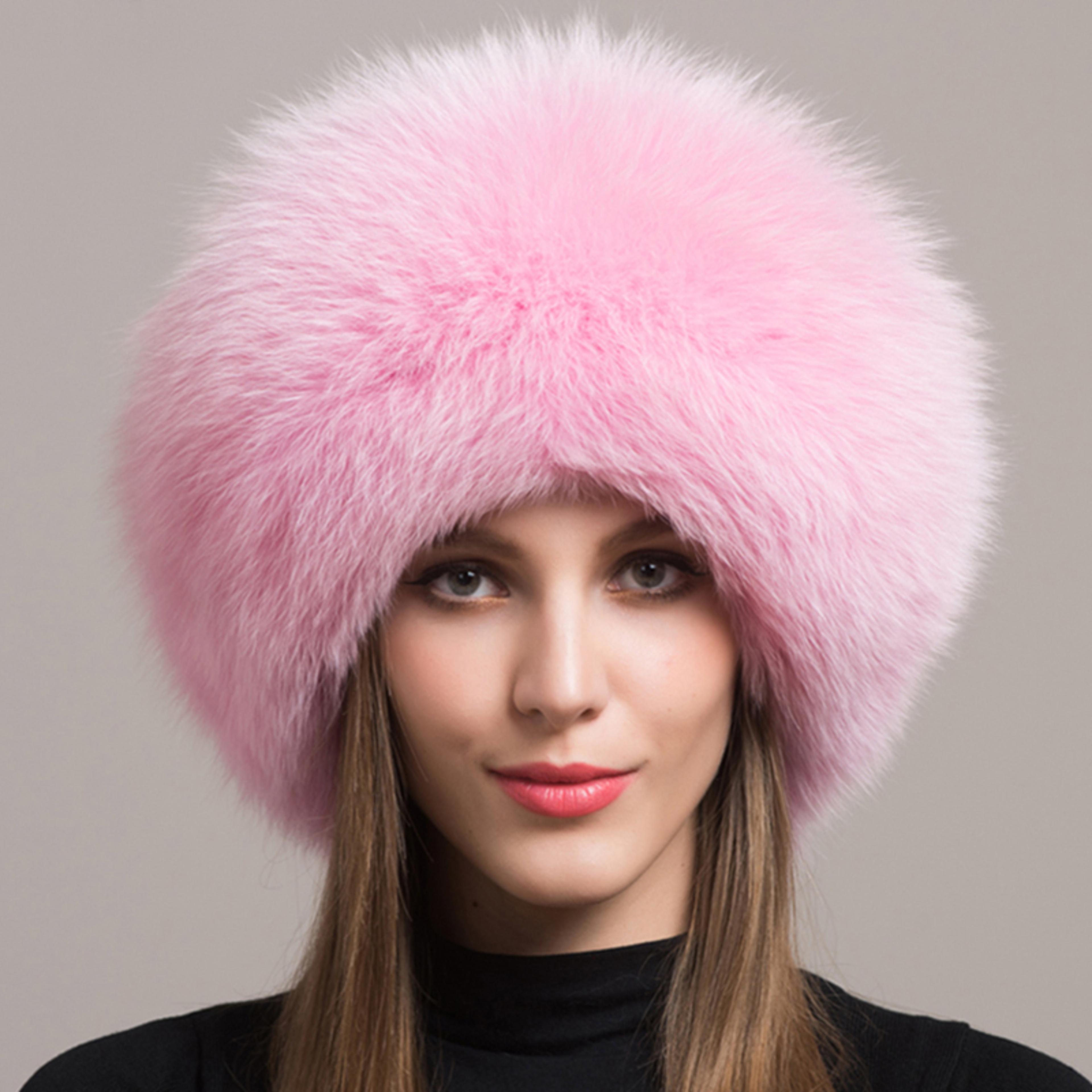 Fashion Winter Warm Hat Natural Fox Fur Hat With Earmuffs Thick Fur Cap For Women 7
