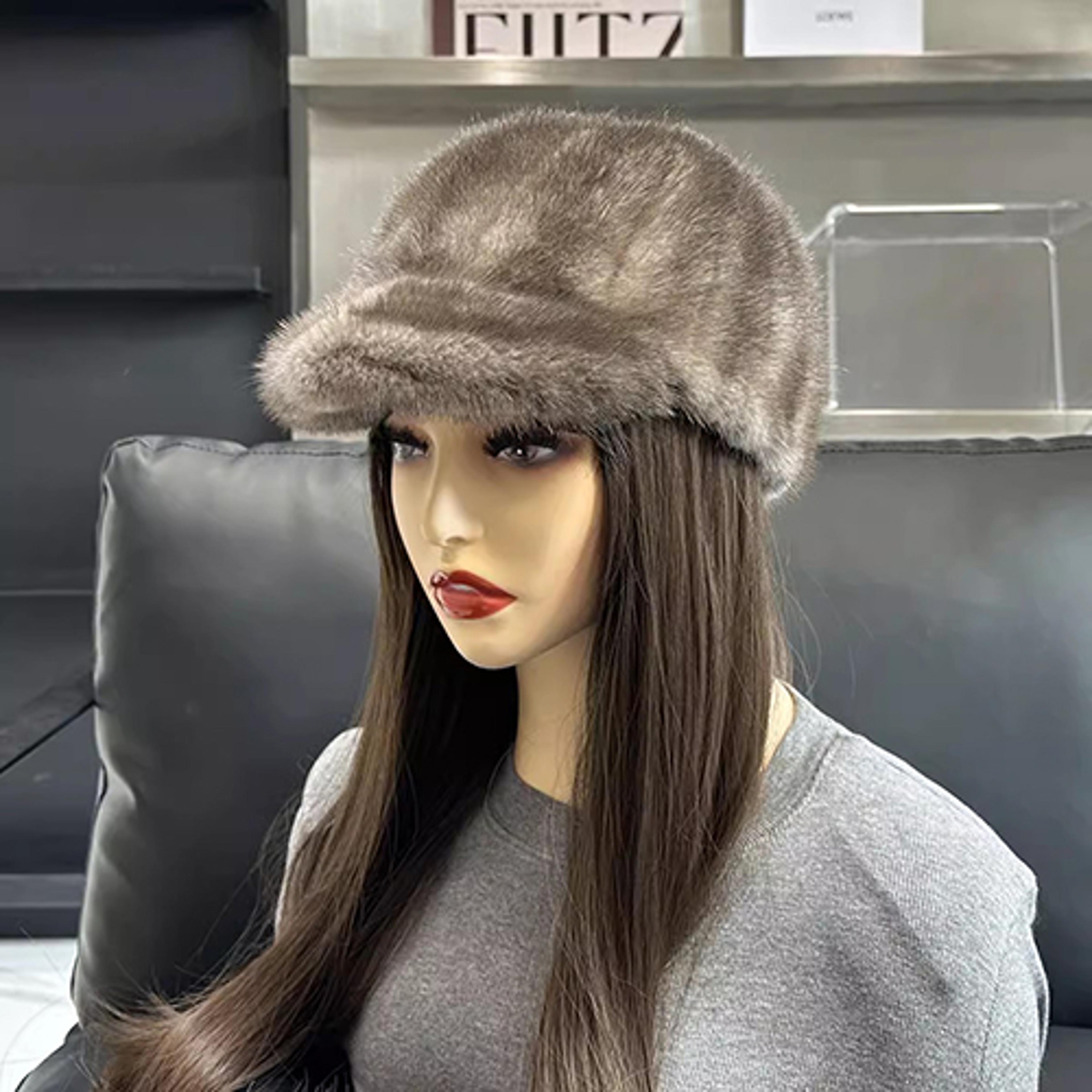 Genuine Mink Fur Hat Winter Women Natural Quality Fashion Cap For Outdoor Wear 9