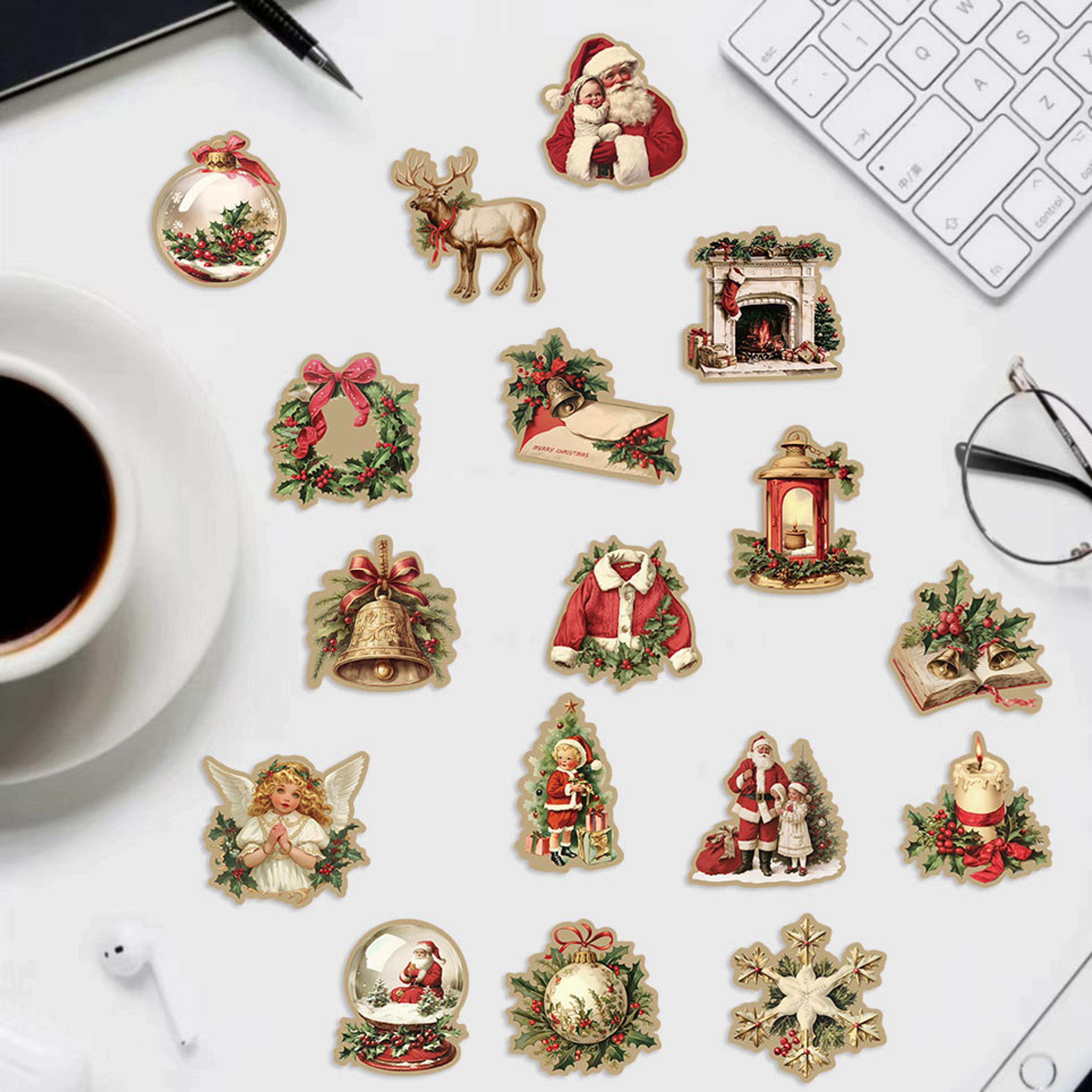 Creative Retro Christmas Stickers For Laptop Phone Suitcase Wall Kids Toys Scrapbook Decorations 2