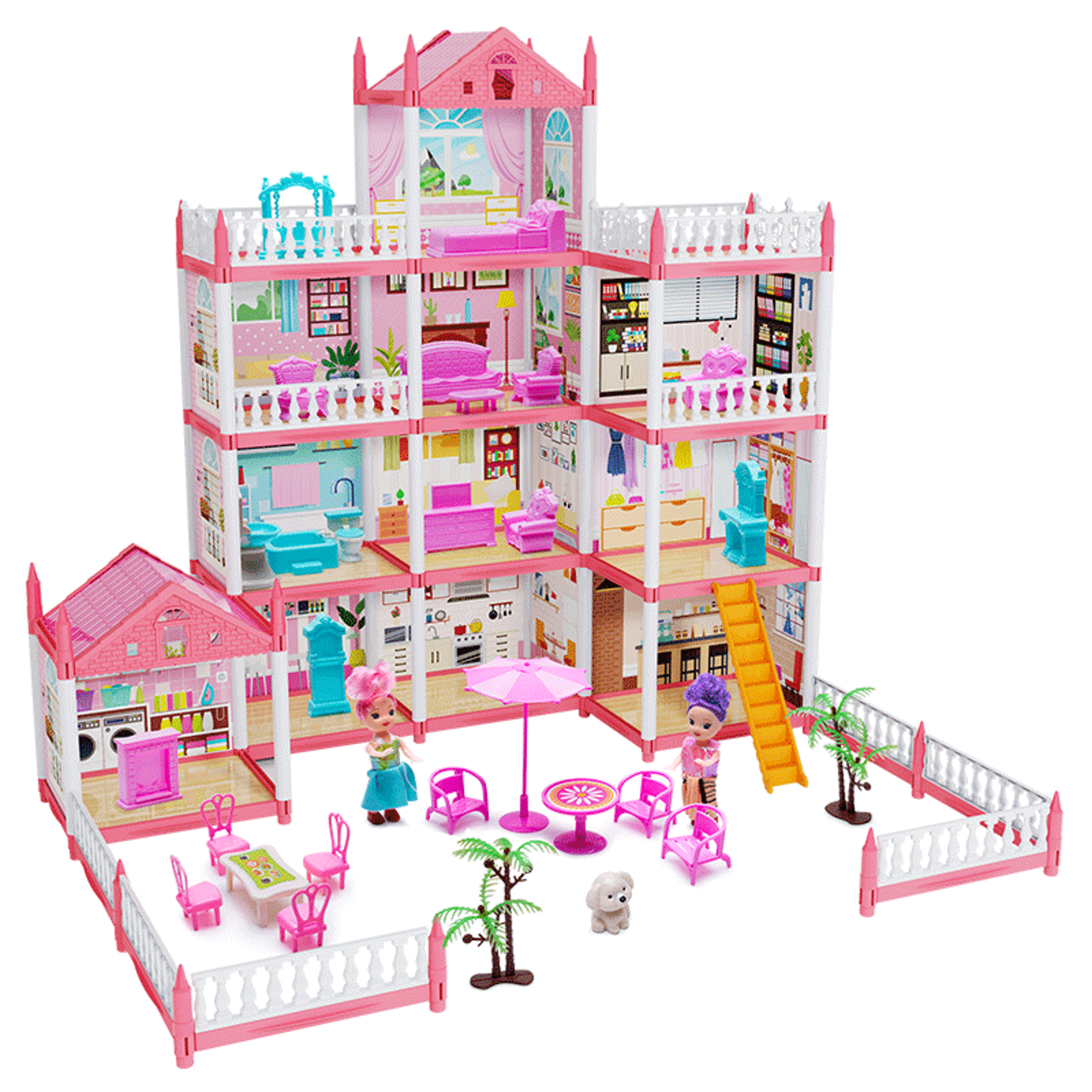 diy children's music doll house assembly dream villa princess castle set toy for girls