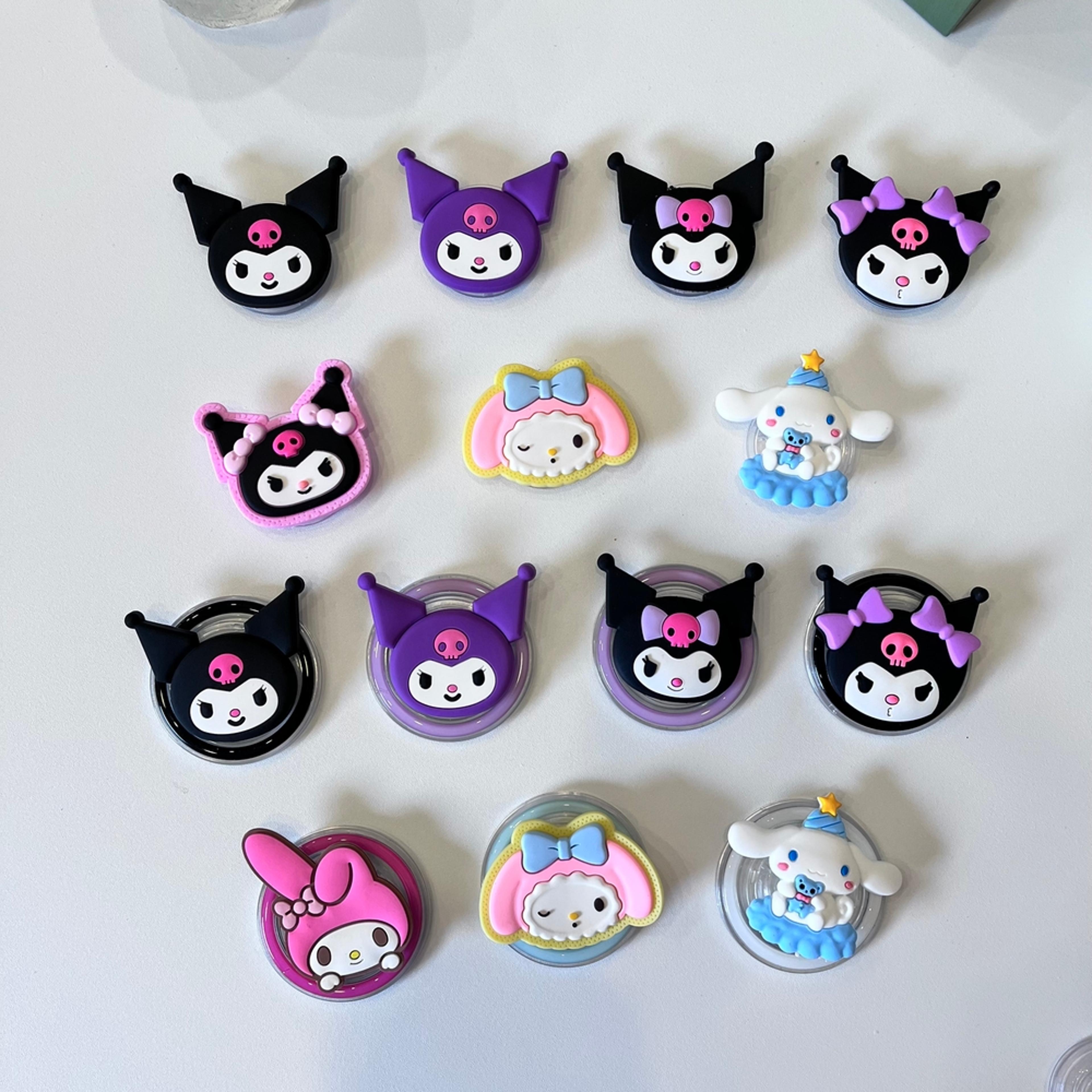 sanrio magnetic phone grip stand with kuromi and my melody design