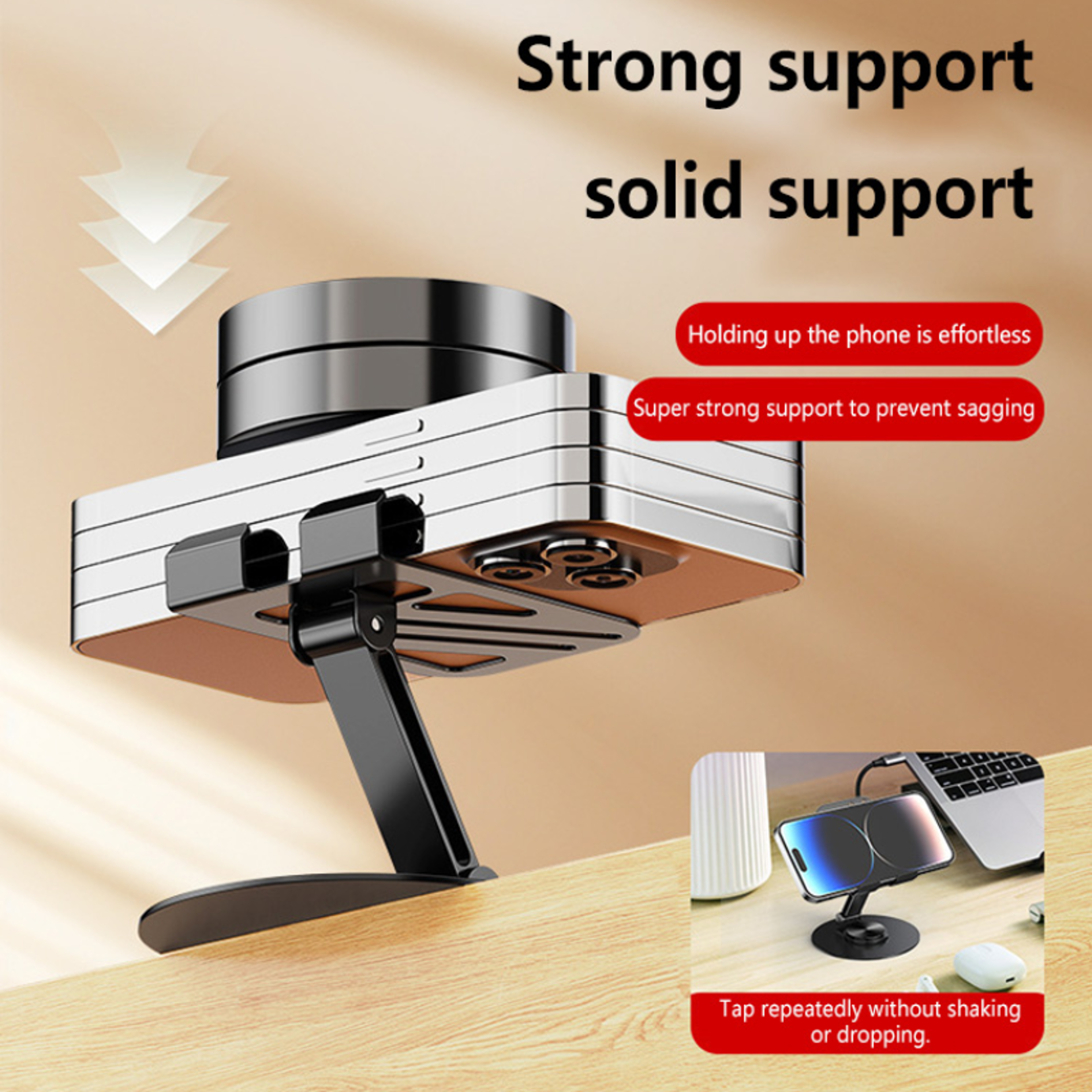 Rotating Aluminum Phone Stand Foldable Desk Holder 2