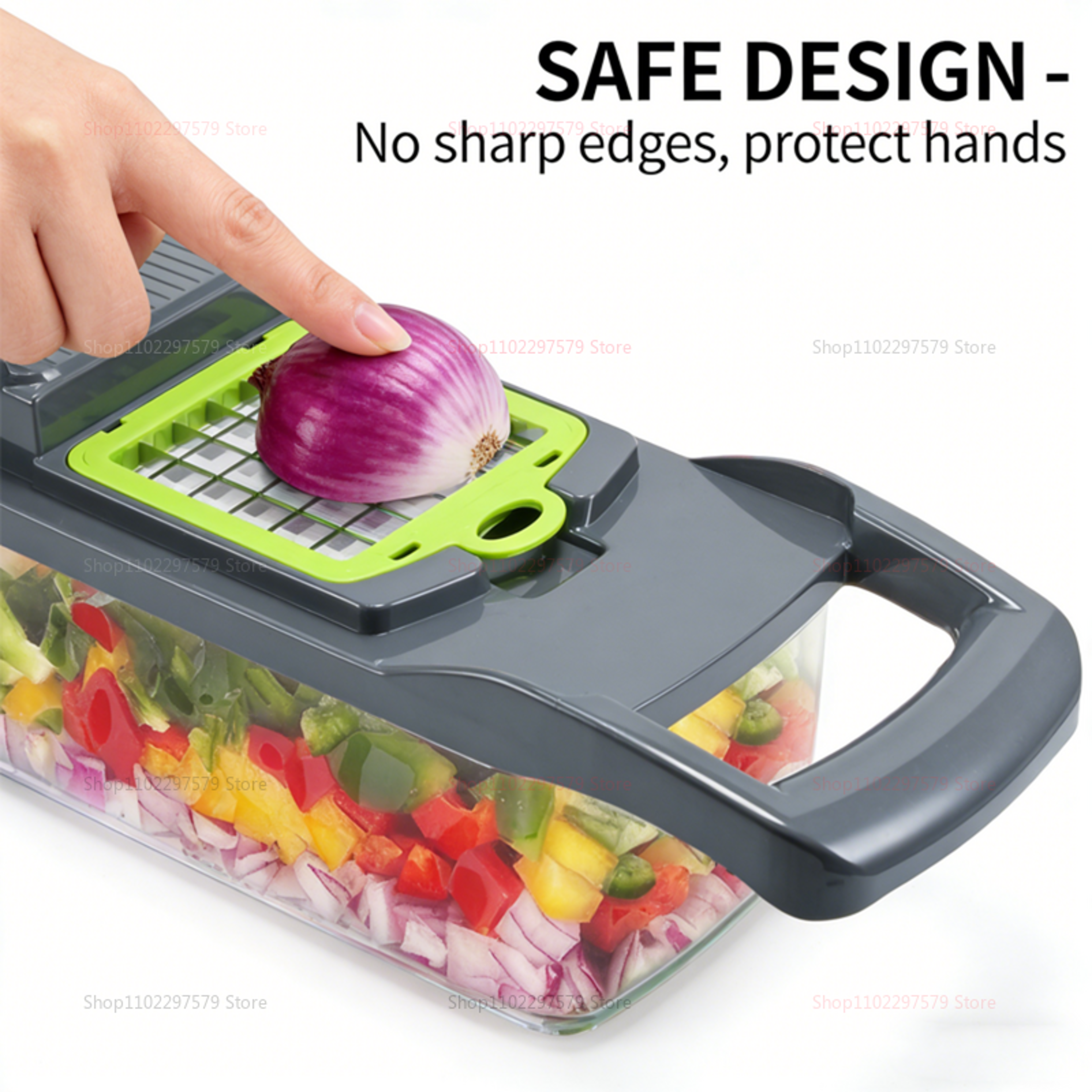 Vegetable Chopper With Container And Blades For Fast Slicing Dicing And Grating 1