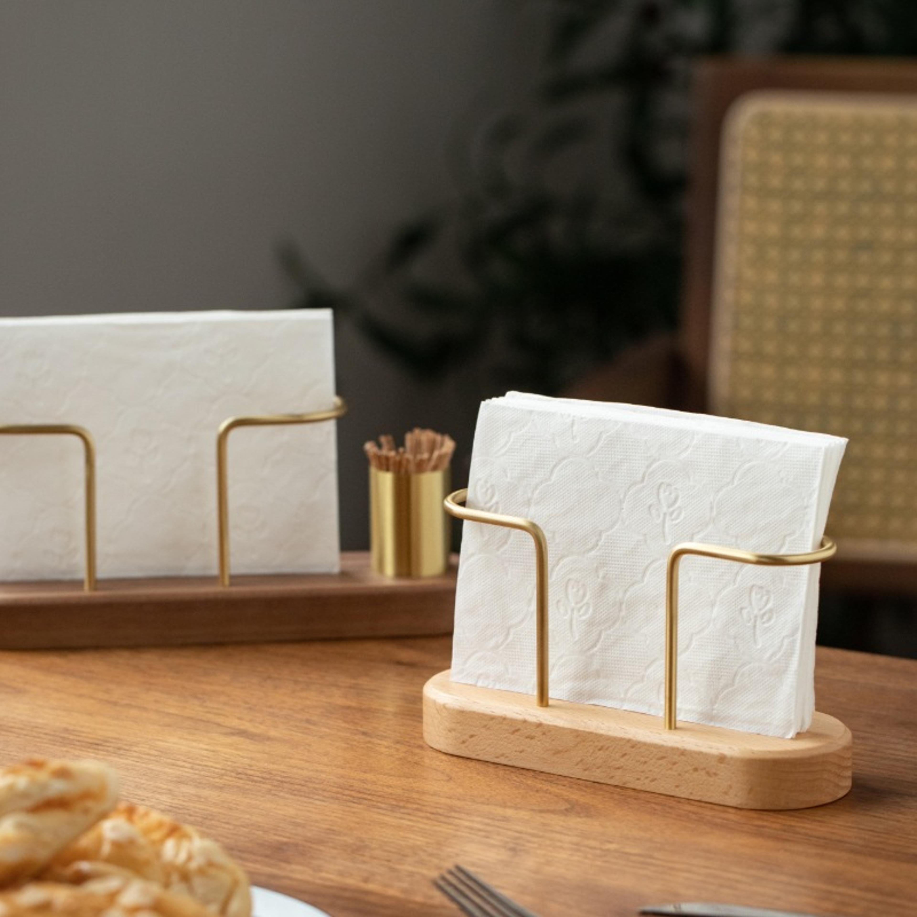 Walnut Napkin Holder With Toothpick Dispenser Wooden Table Organizer 2
