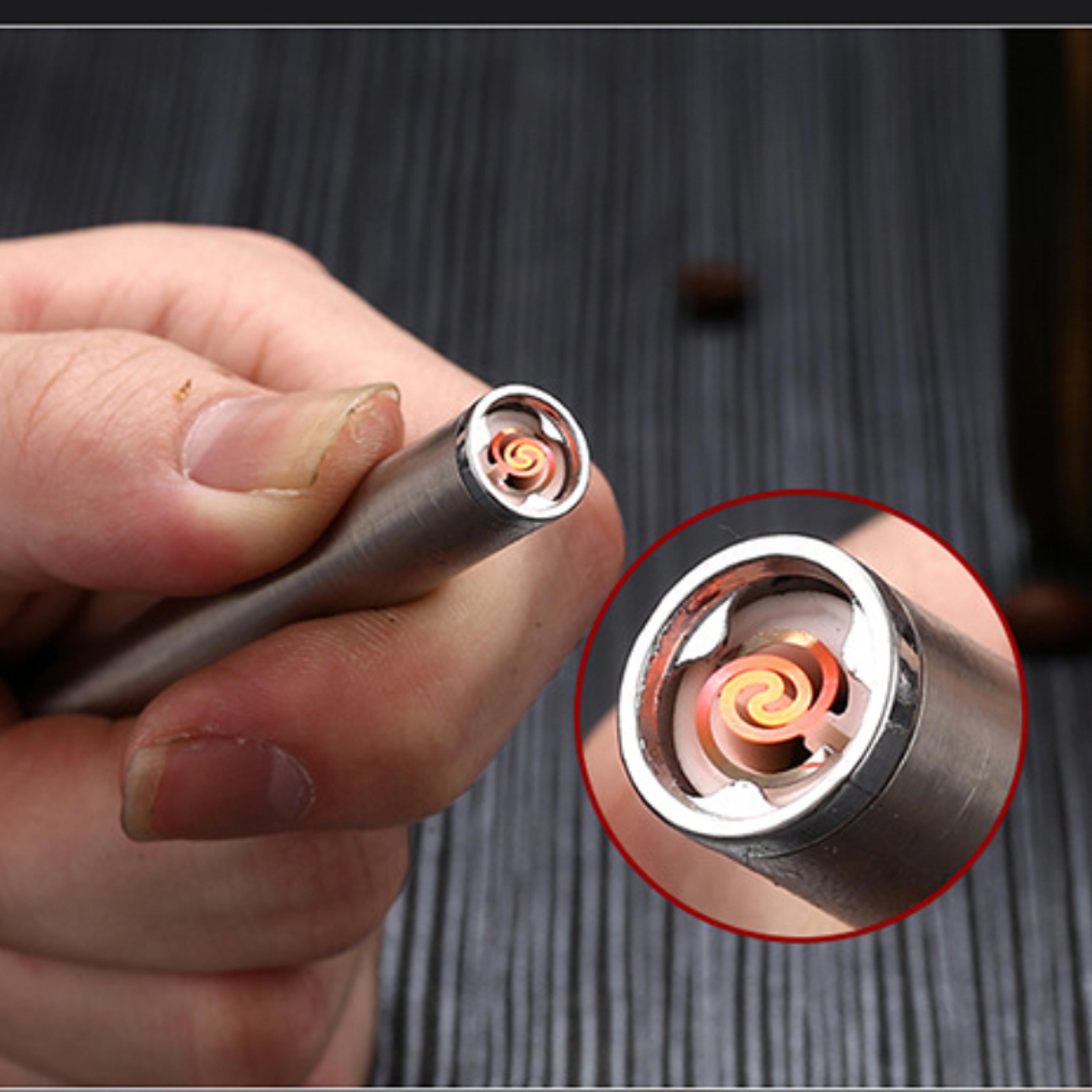 Cigarette Case With Lighter USB Rechargeable Windproof Flameless Holder 2