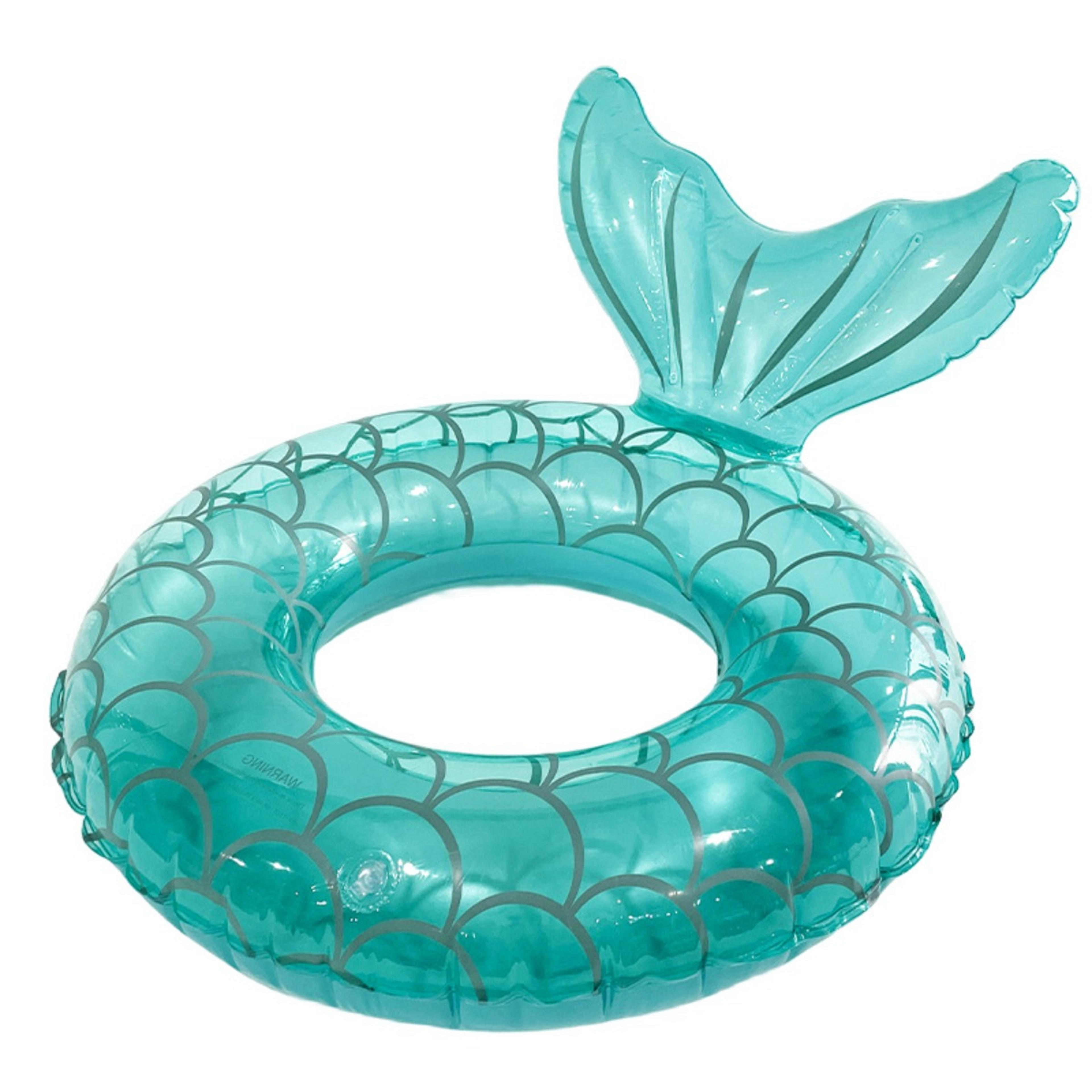 Mermaid Tail Kids Swim Ring Thick PVC Inflatable Pool Float For Children 6