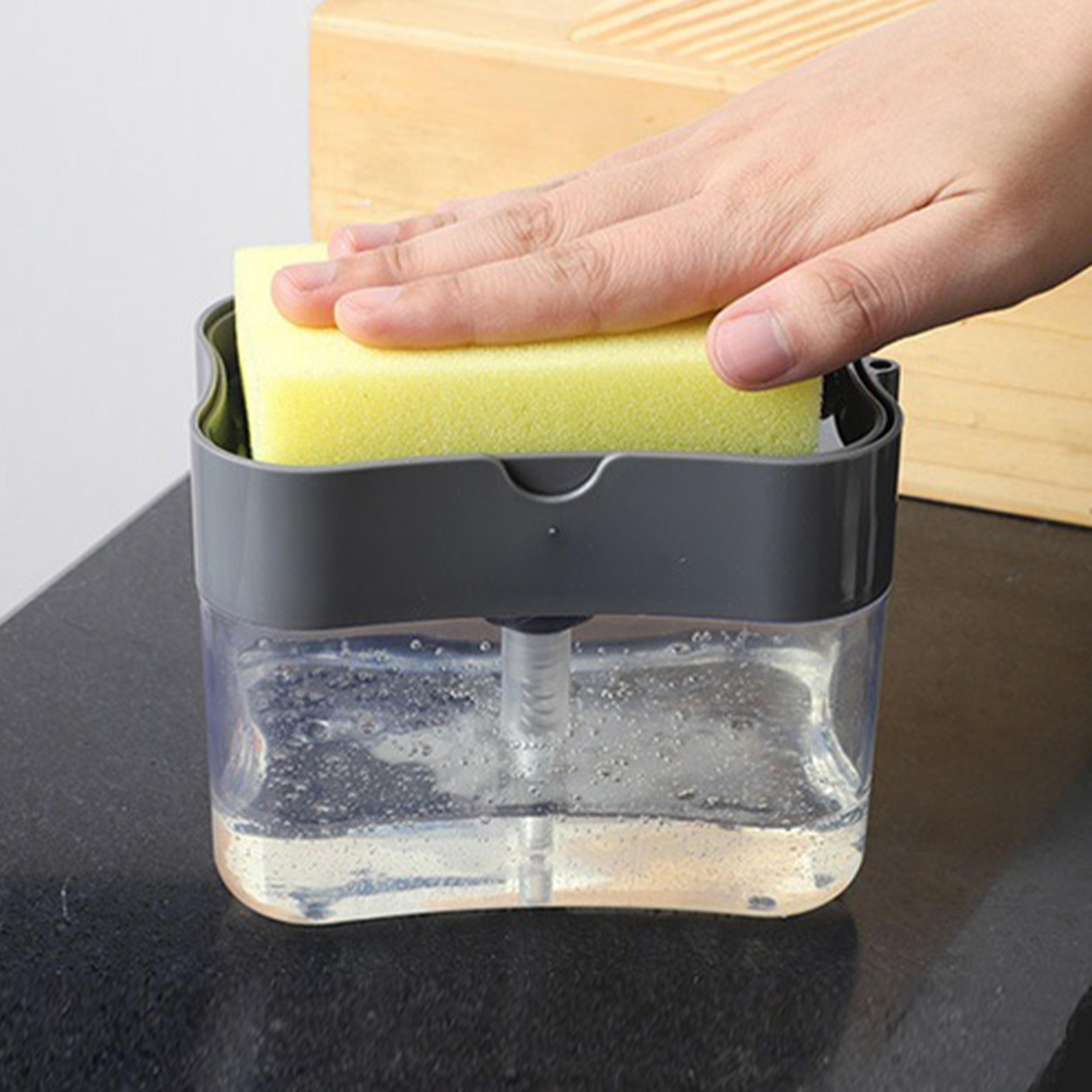PressFlow Dish Soap Dispenser With Sponge Holder For Kitchen Sink 0