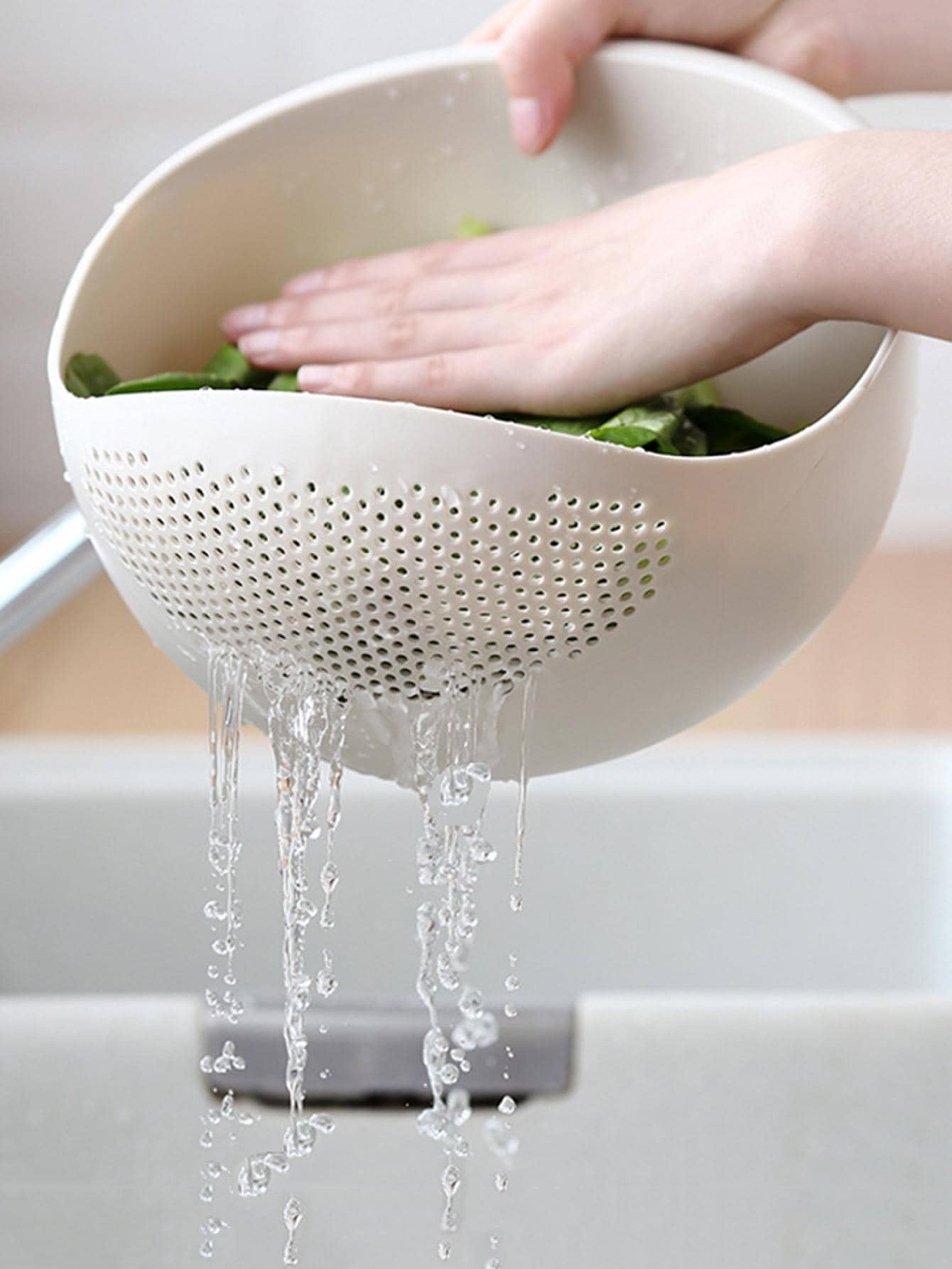 Rice Washing Bowl With Handle Multi Use Colander Bowl For Fruit And Vegetables 2