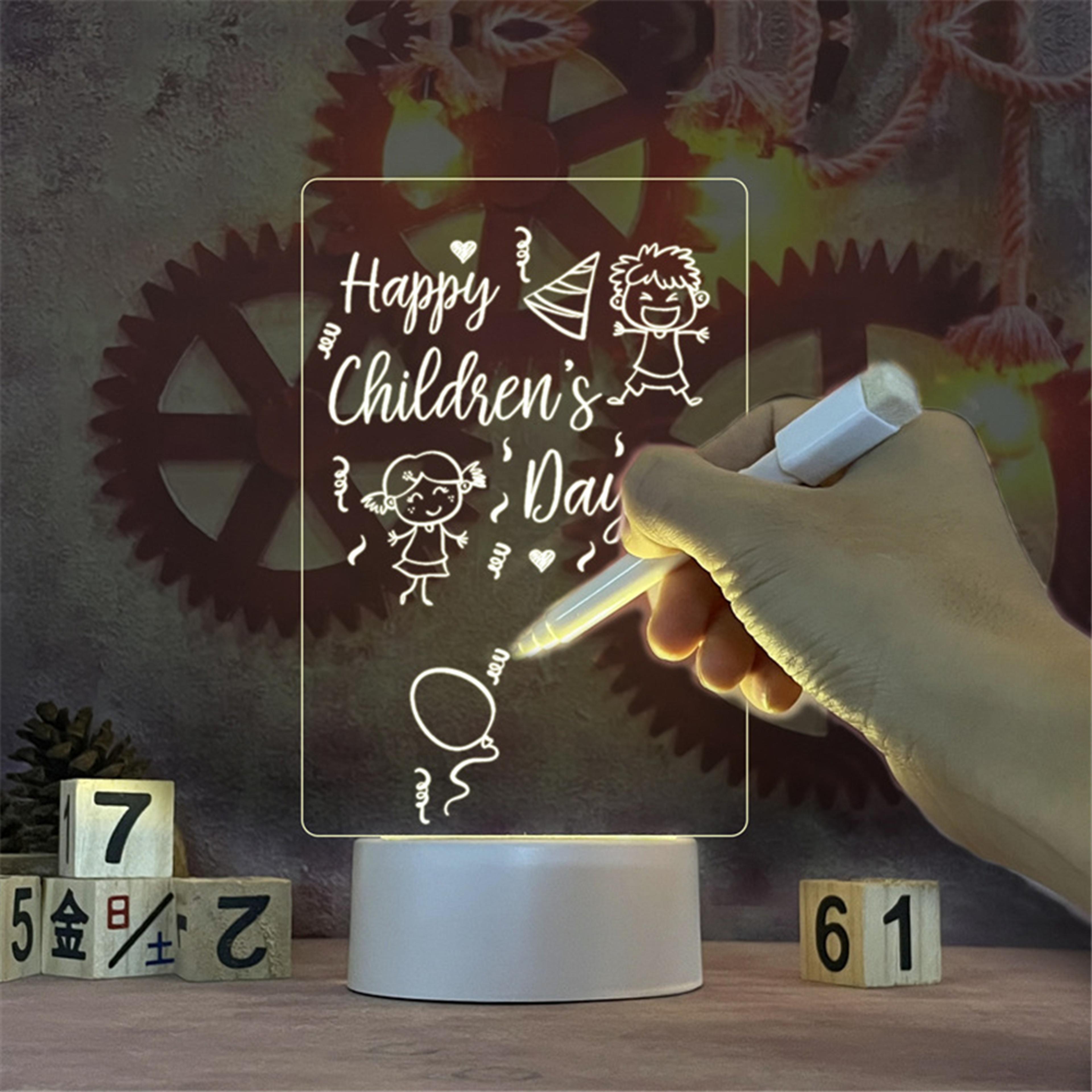 GlowMemo LED Message Board Night Light With Erasable Acrylic Calendar 3