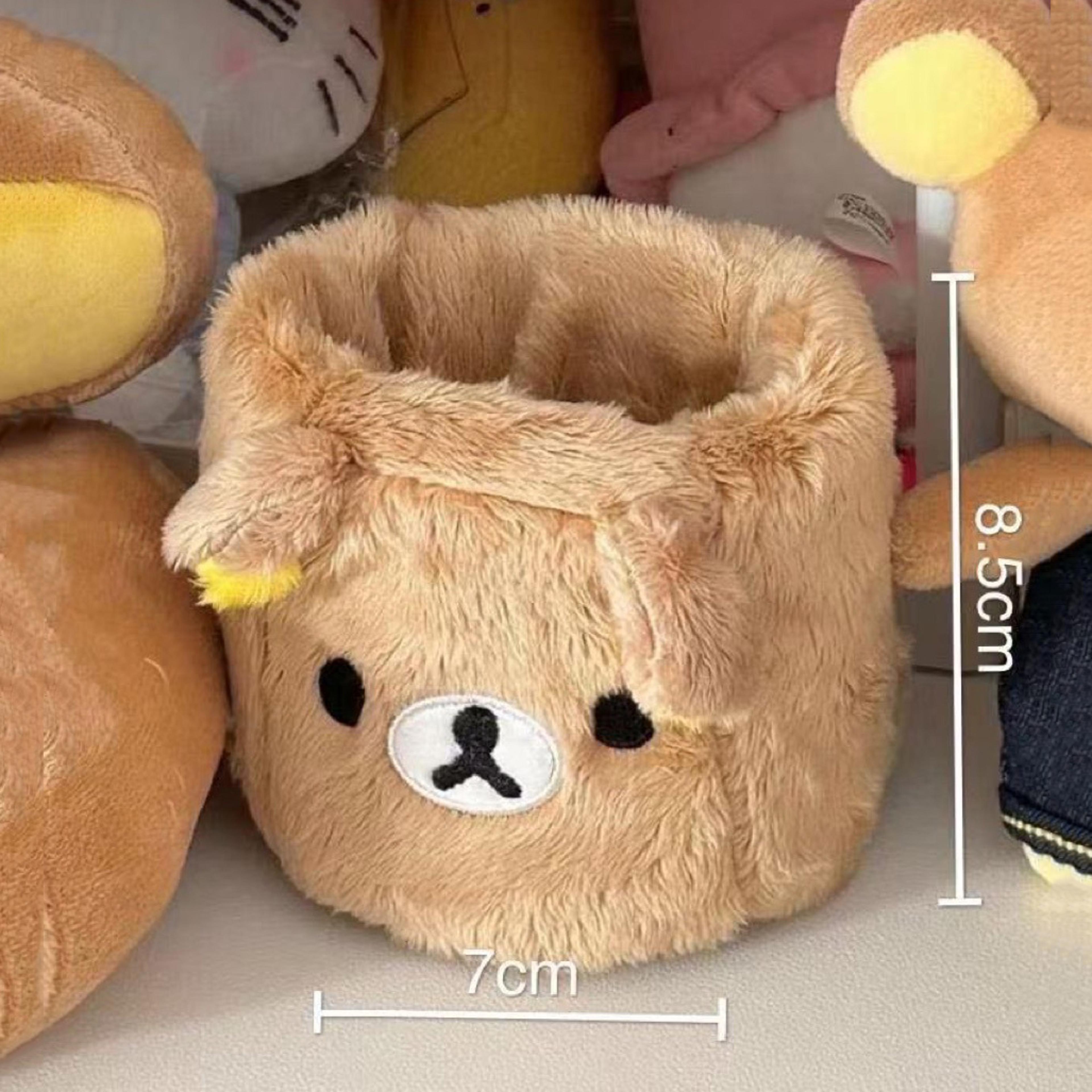 Kawaii Plush Pencil Holder Cute Desk Organizer For Pens Makeup And Stationery 3