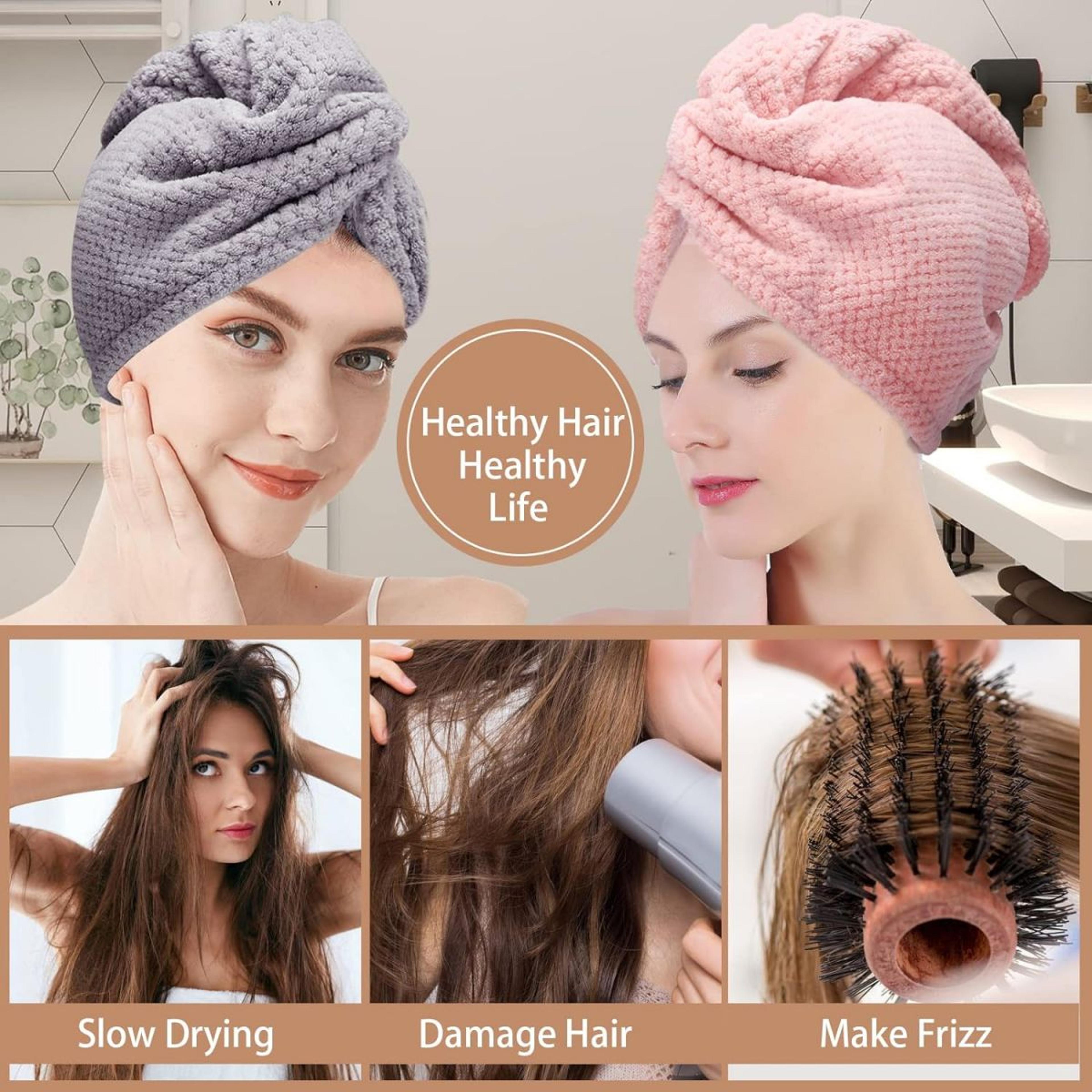 Quick Dry Hair Towel Wrap With Button Soft Microfiber Hair Turban Towel 1