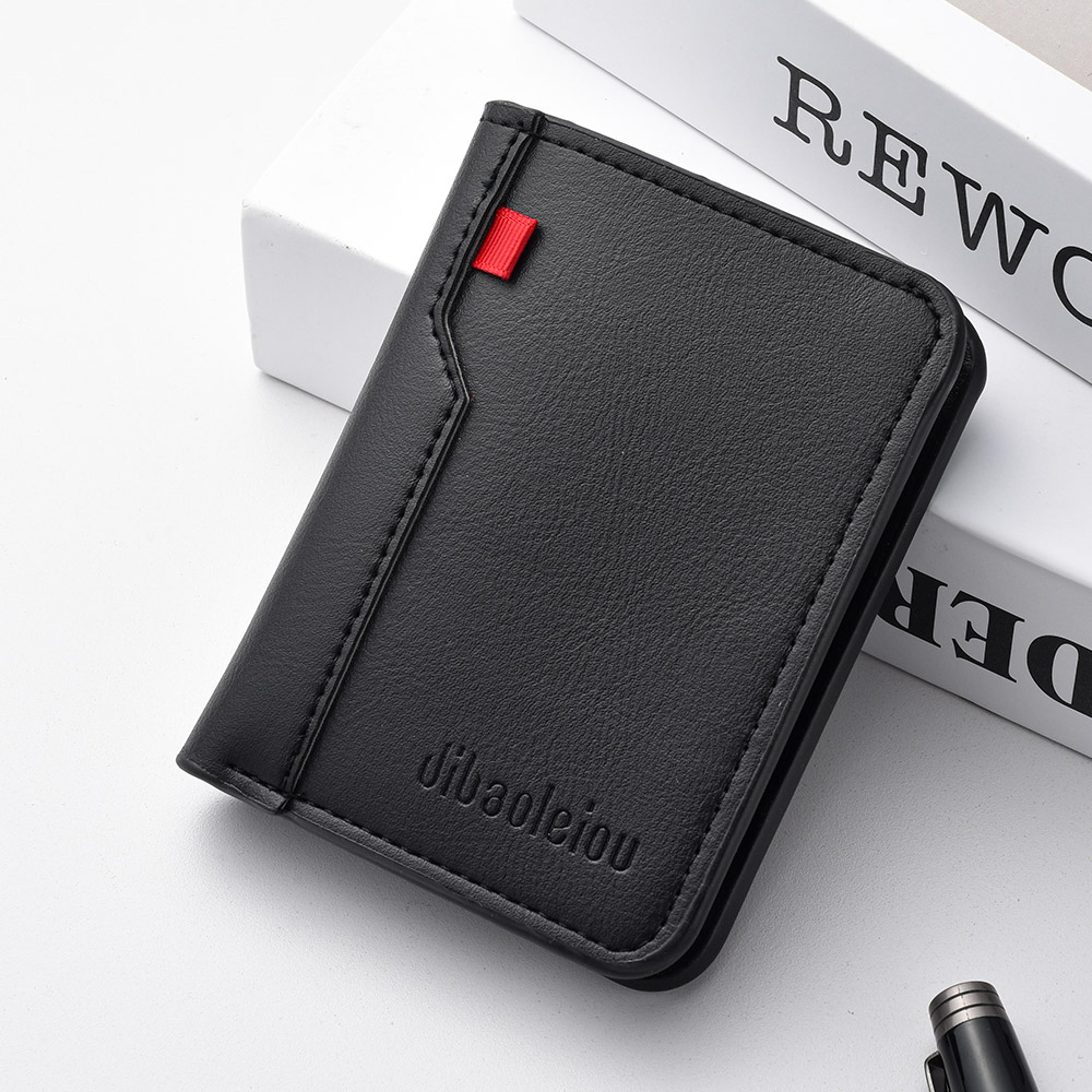 ultra thin mini pu leather credit card wallet for men