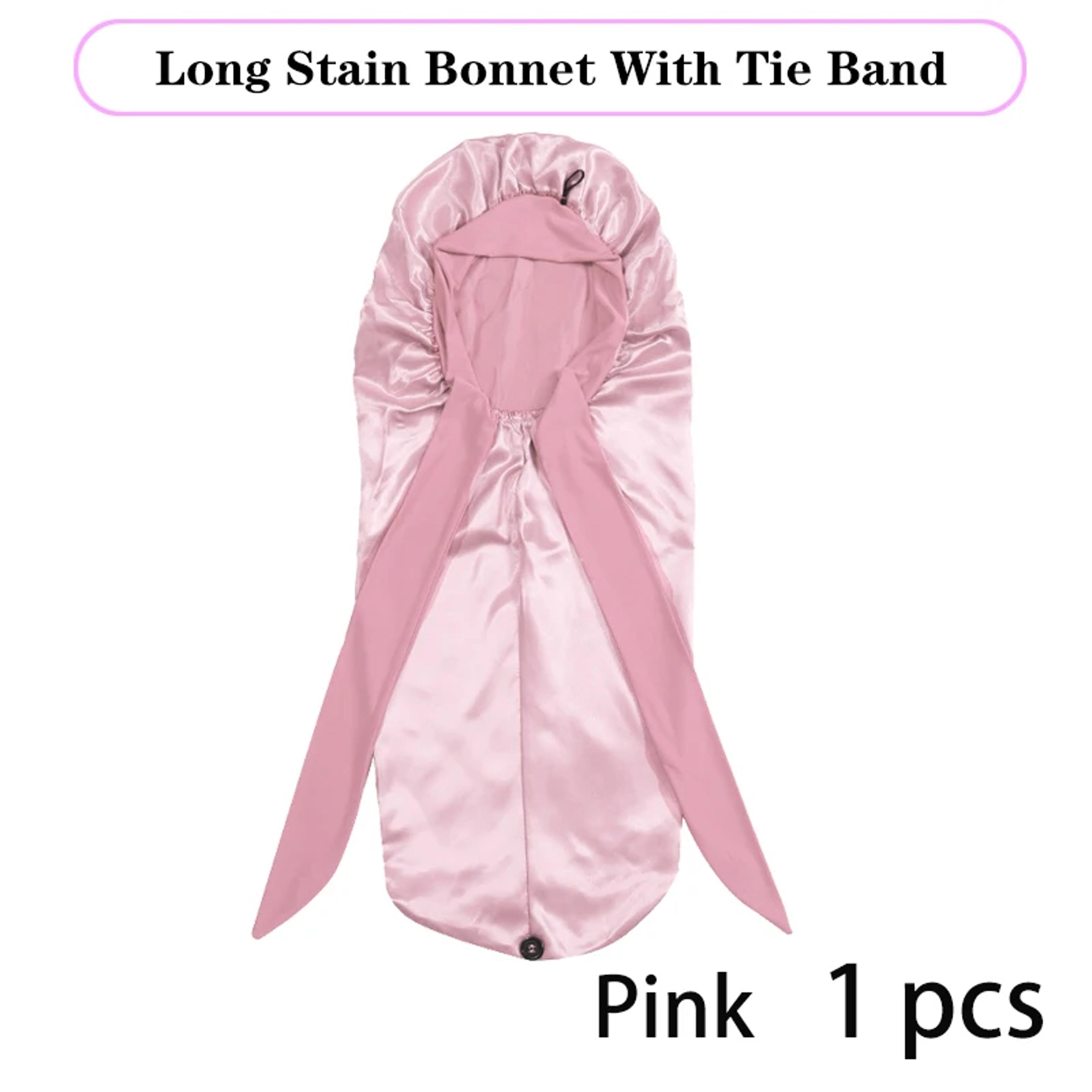 extra large satin bonnet with long tie for sleeping