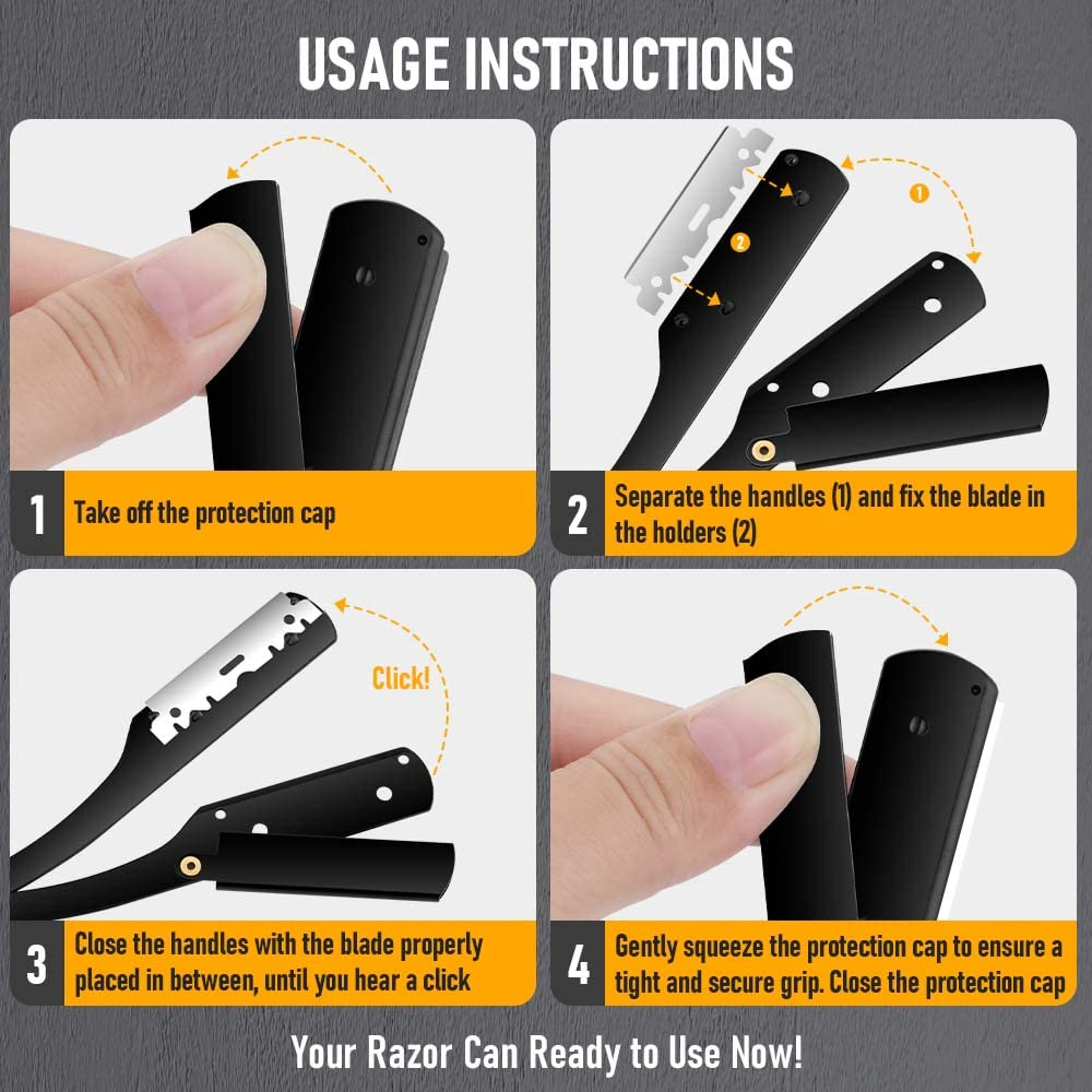 Classic Black Folding Straight Razor Holder For Men 1