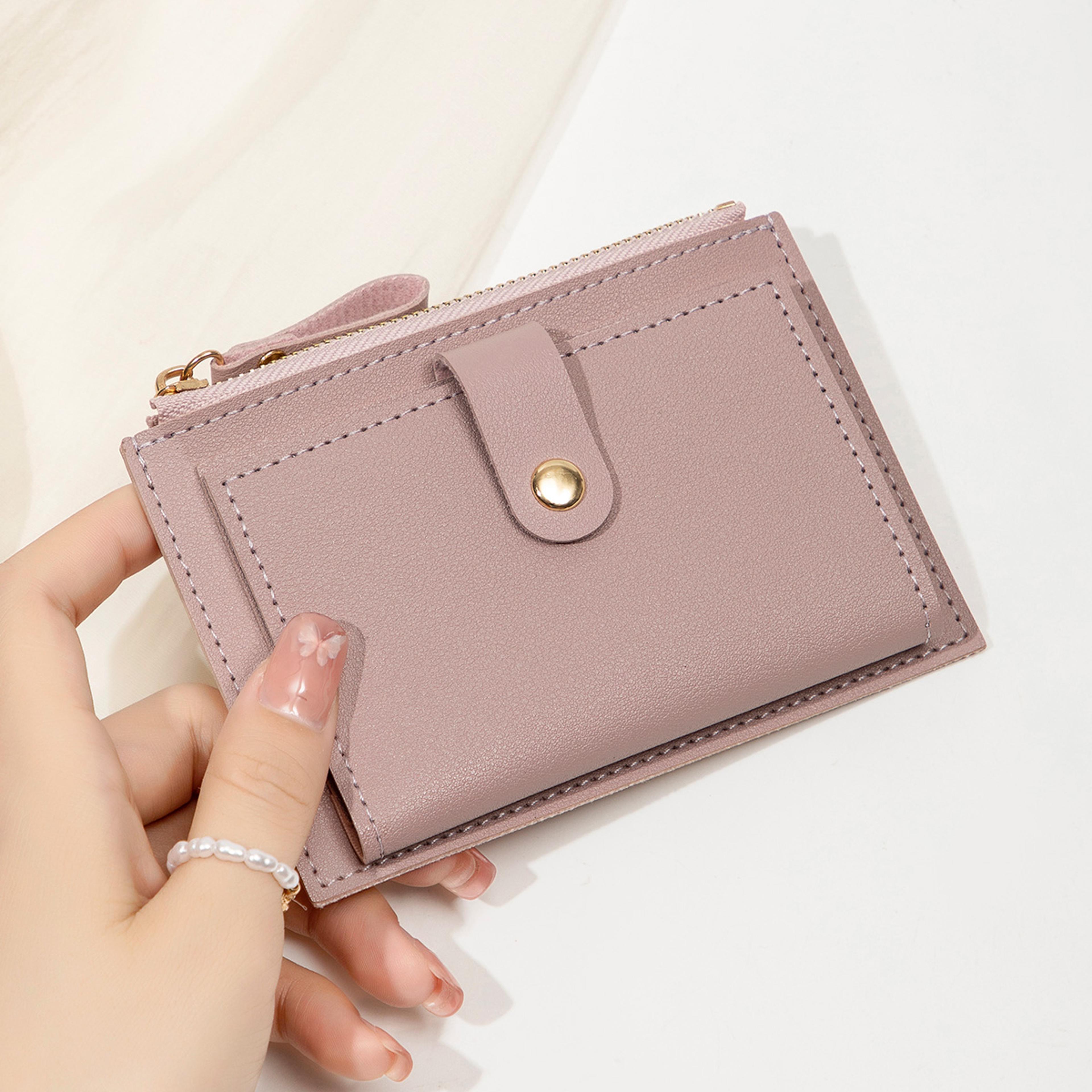 slim pu leather womens card holder wallet