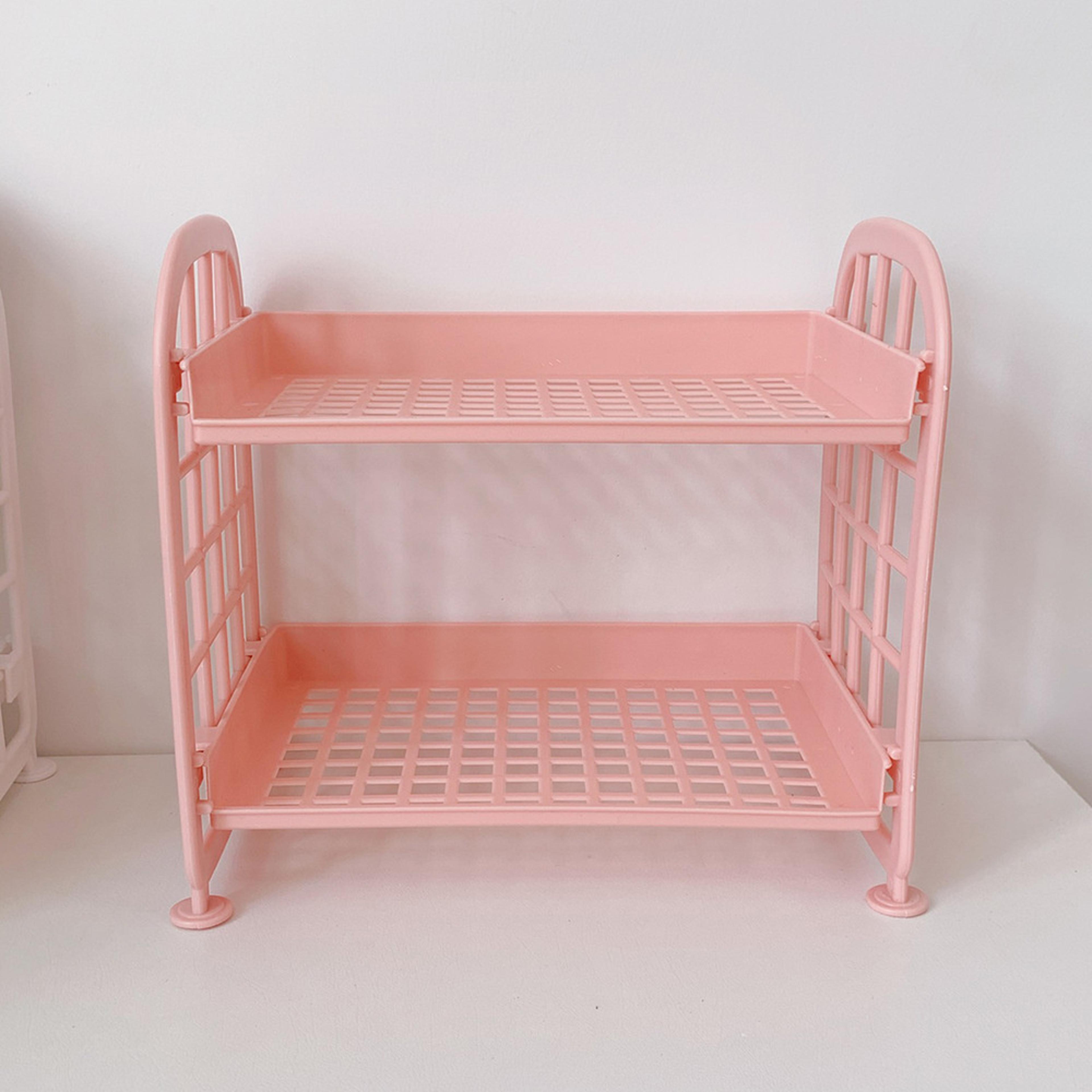 Foldable Desk Organizer Shelf Multi Tier Plastic Storage Rack Organizer For Cosmetics Office  Dorm 8