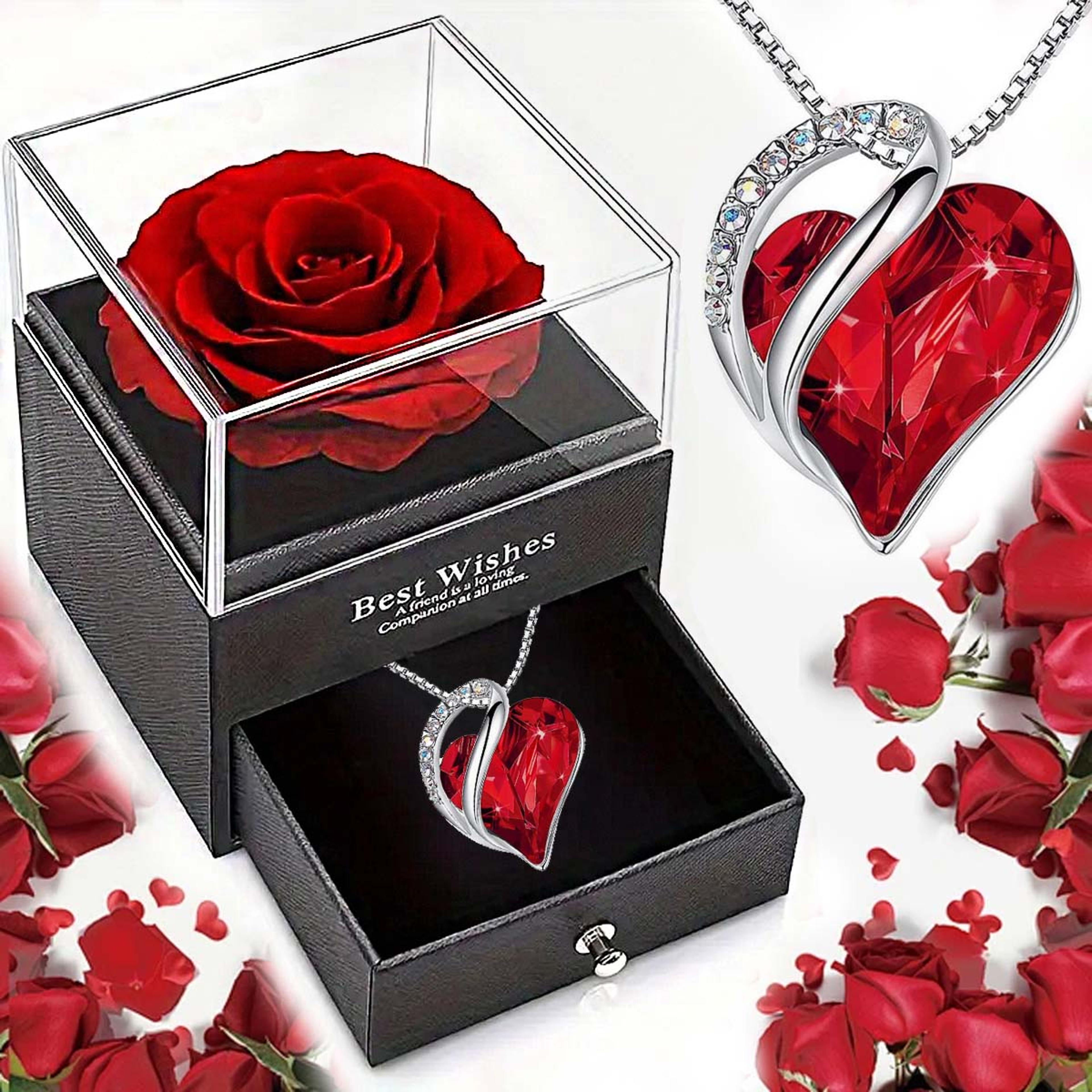 Ocean Heart Necklace With Eternal Rose Jewelry Box Gift Set 7