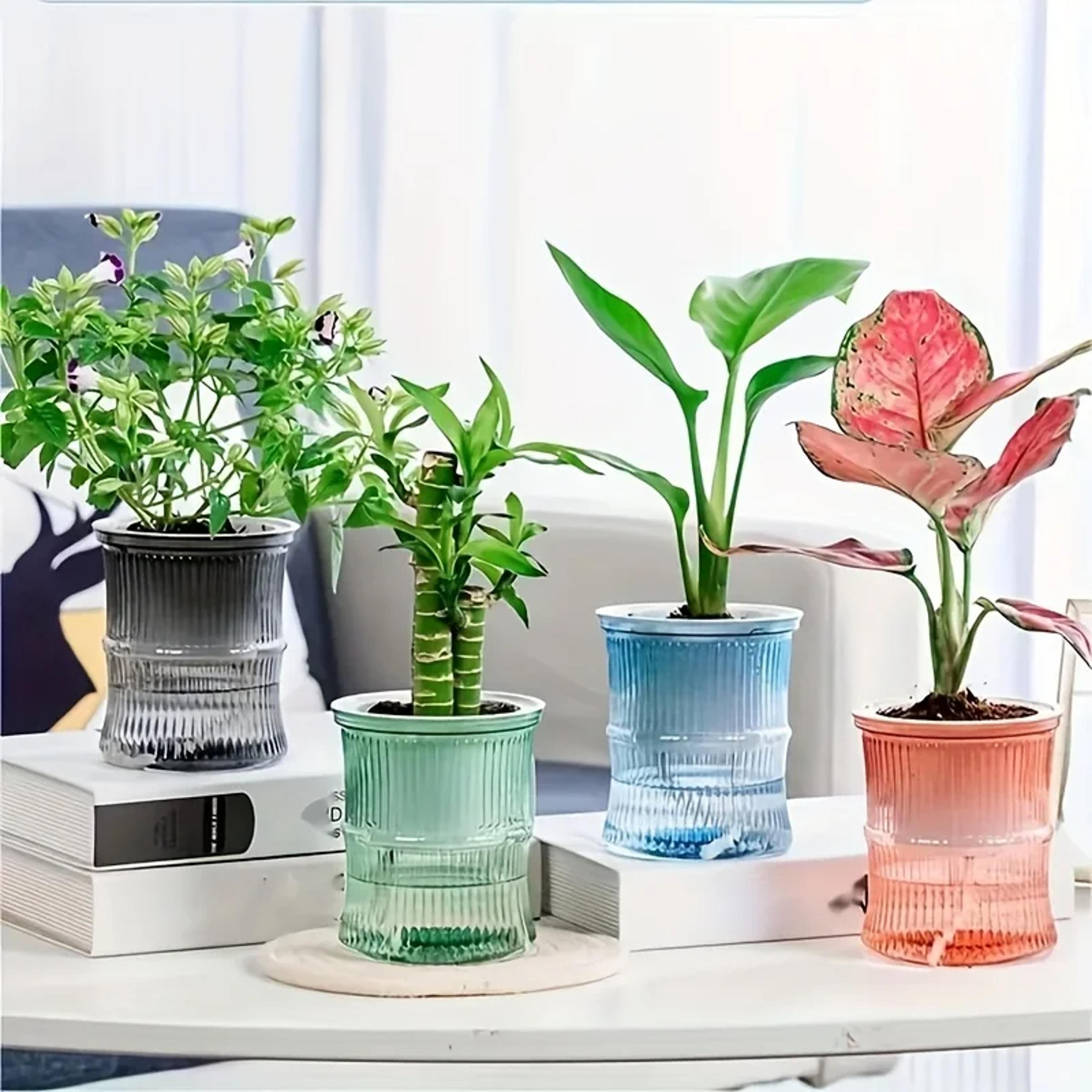 self watering hydroponic flower pot automatic double layer planter for effortless indoor plant care