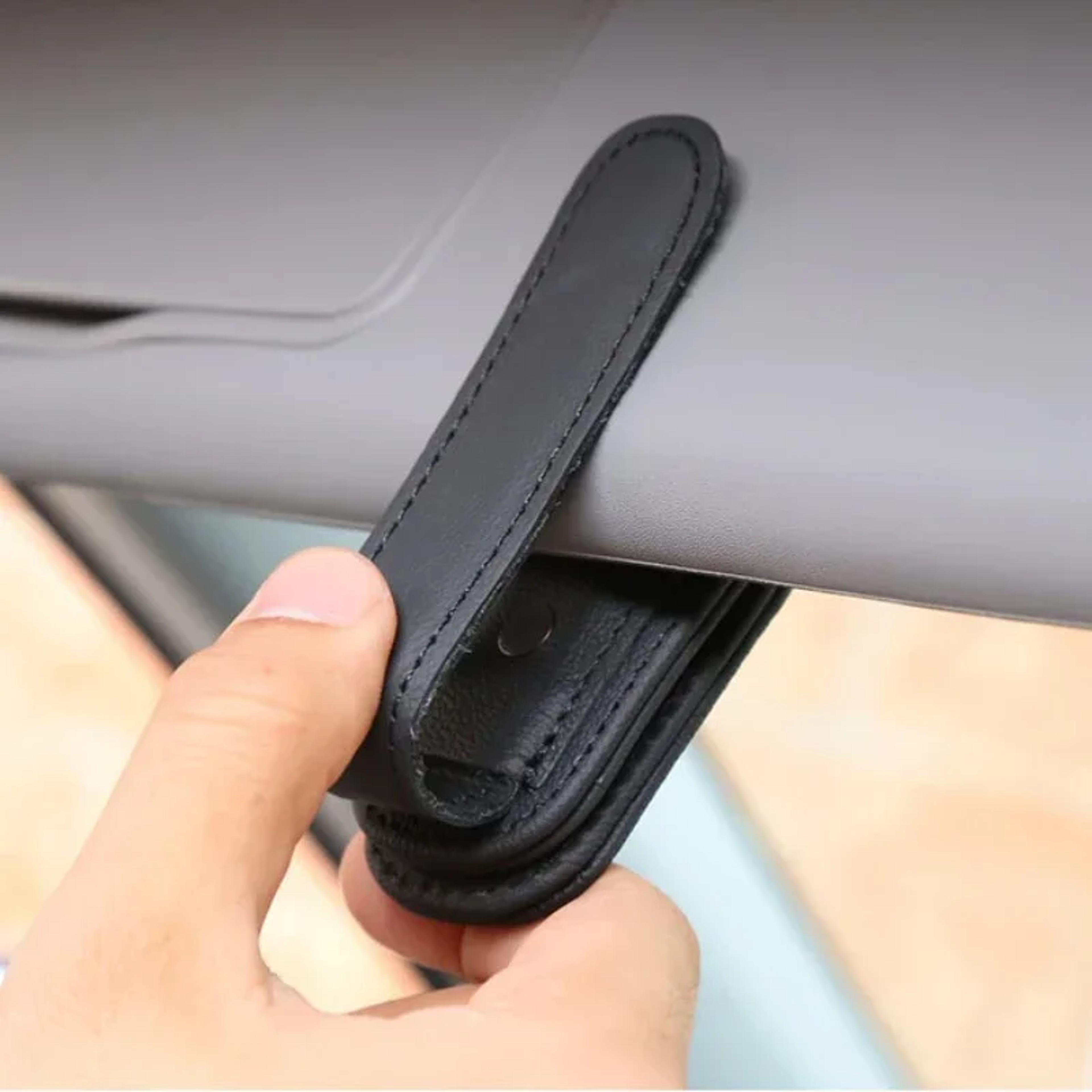 Magnetic Leather Sunglasses Holder  Ticket Clip For Car Sunshades 2