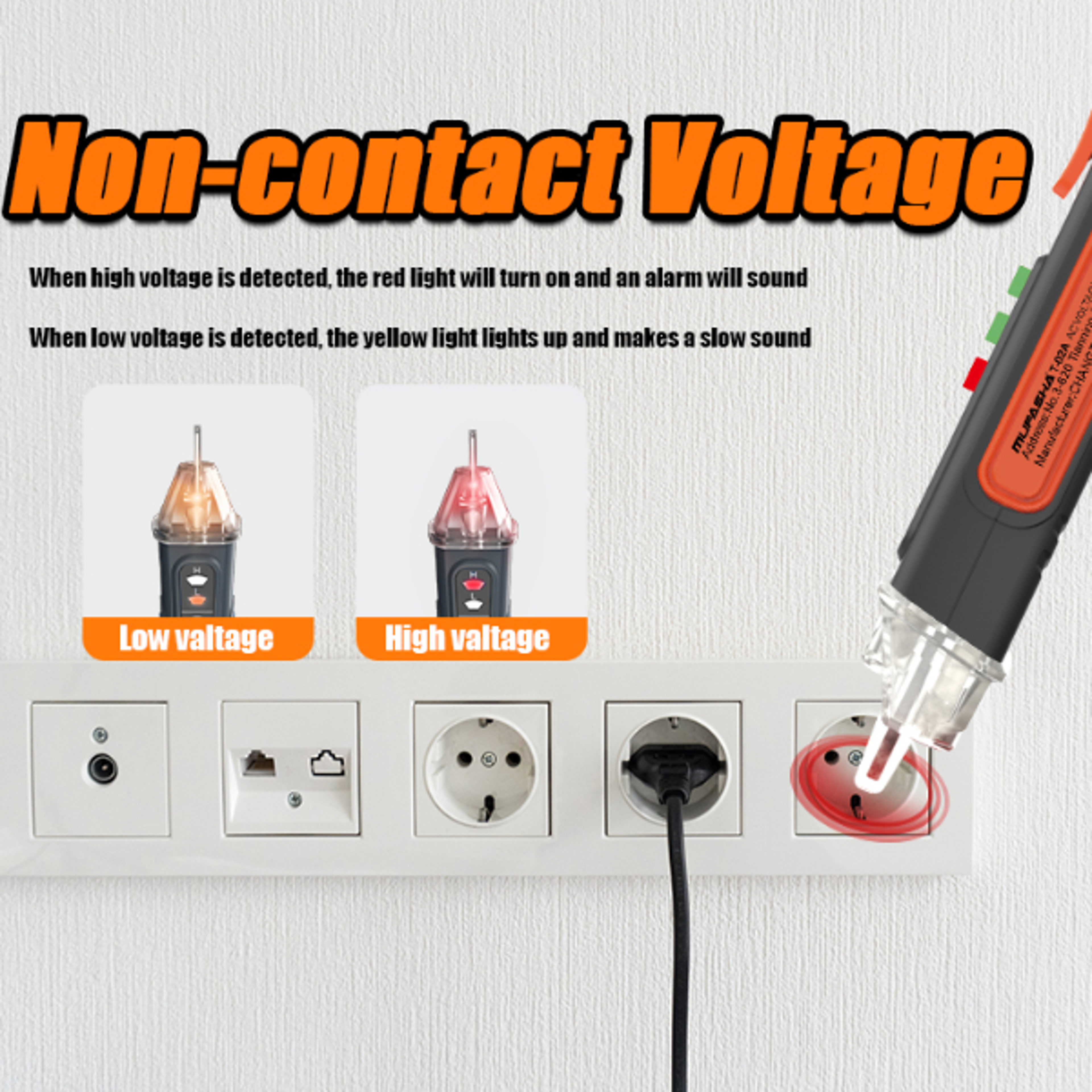 MUFASHA NonContact Voltage Detector Electrical Pen AC Voltage Tester Smart Breakpoint Finder 12100