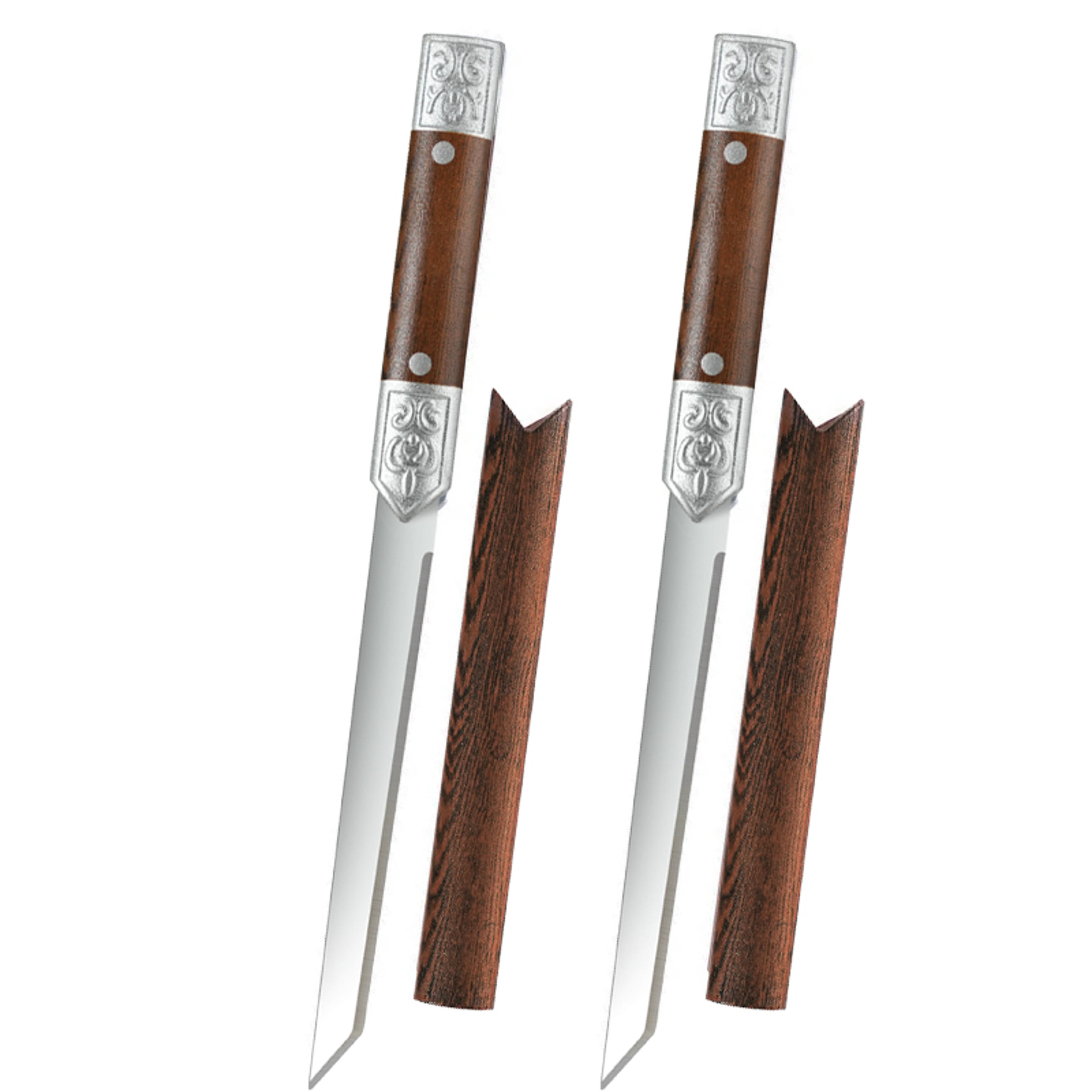 Premium High Hardness Stainless Steel Kitchen Knife With Leather Sheath Professional Fruit  Meat Cu 6