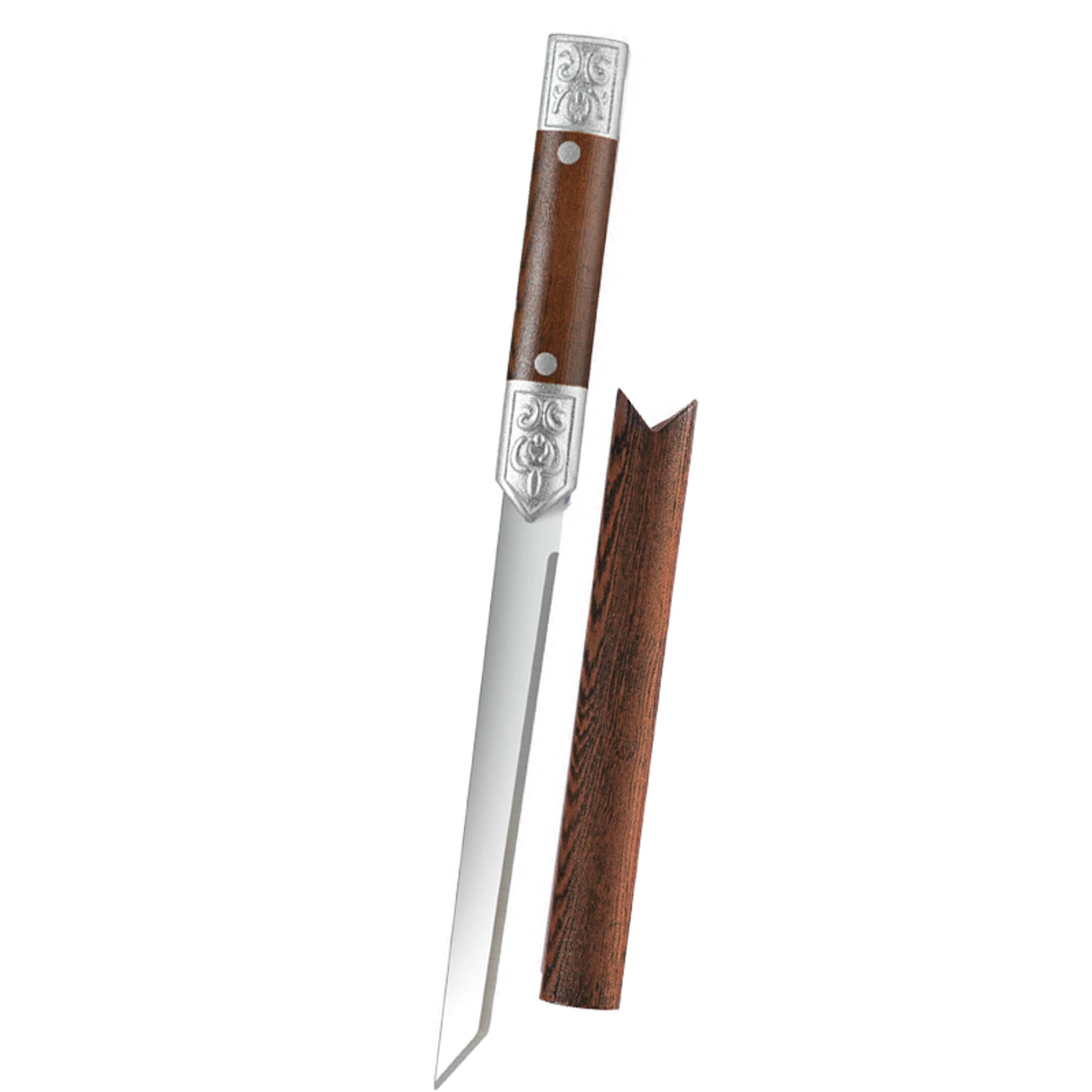 premium high hardness stainless steel kitchen knife with leather sheath professional fruit & meat cutting knife