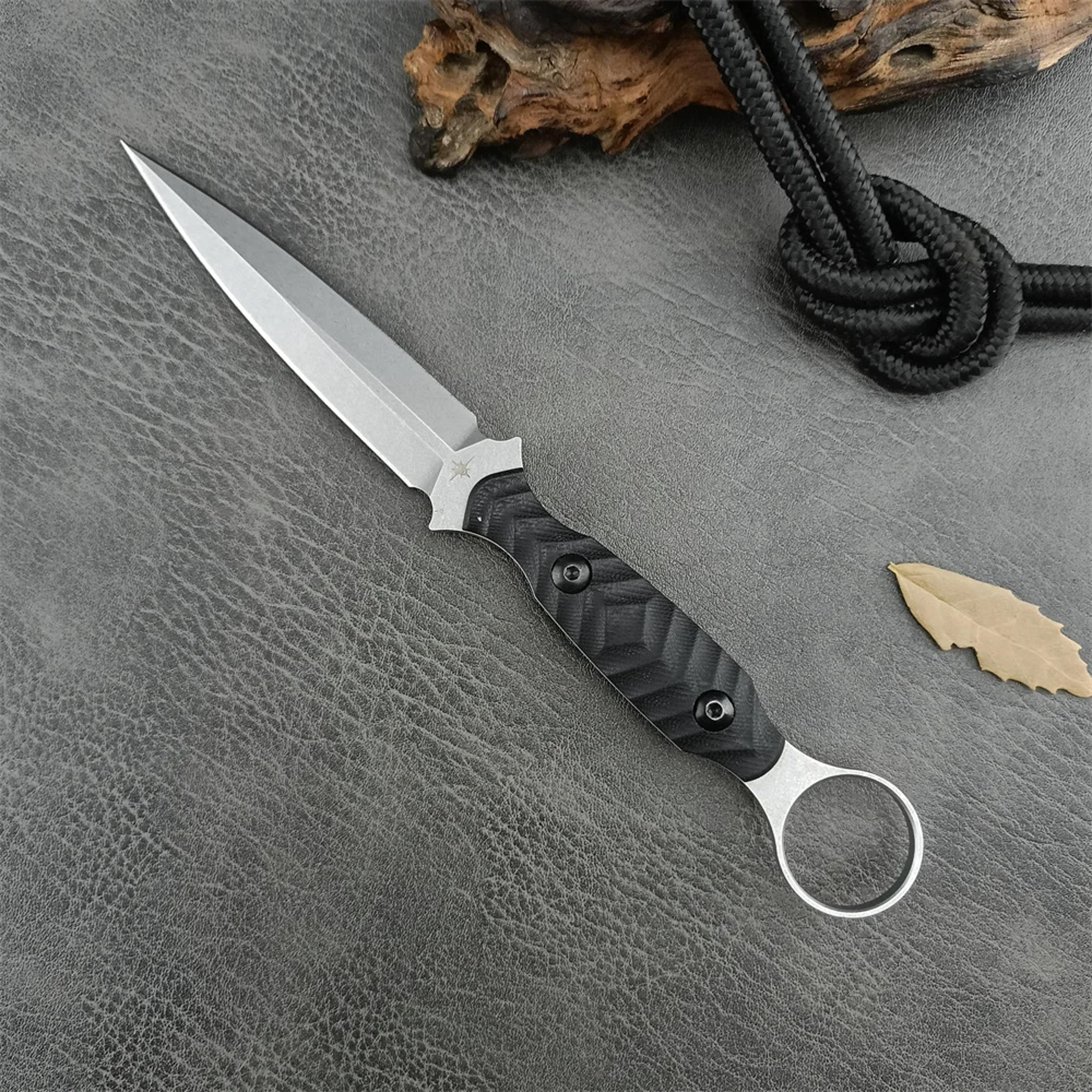 style fixed blade knife with steel, handle & kydex sheath for camping