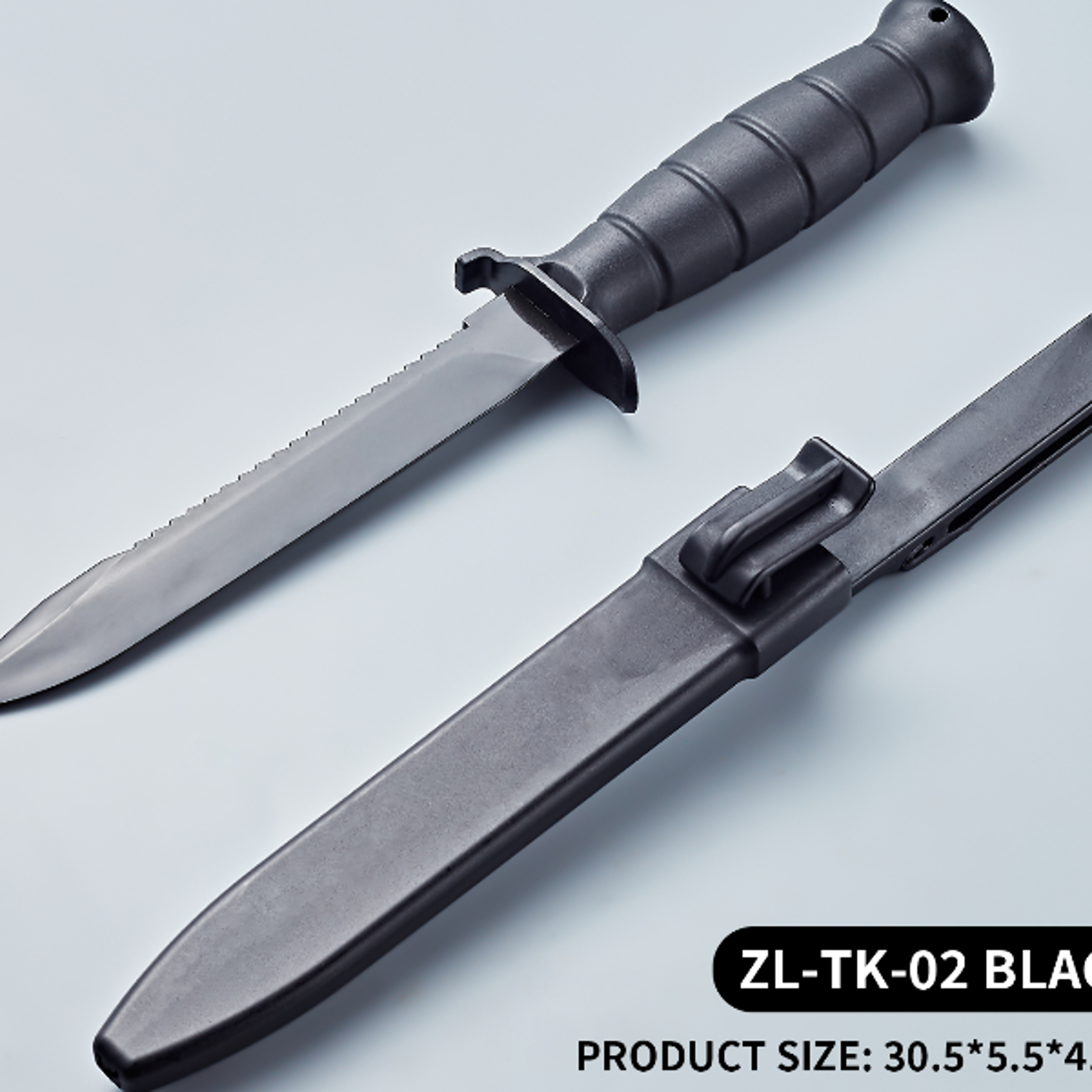 Plastic Training Knife with Nylon Handle  TPE Blade Includes Sheath Safe for Military Training C