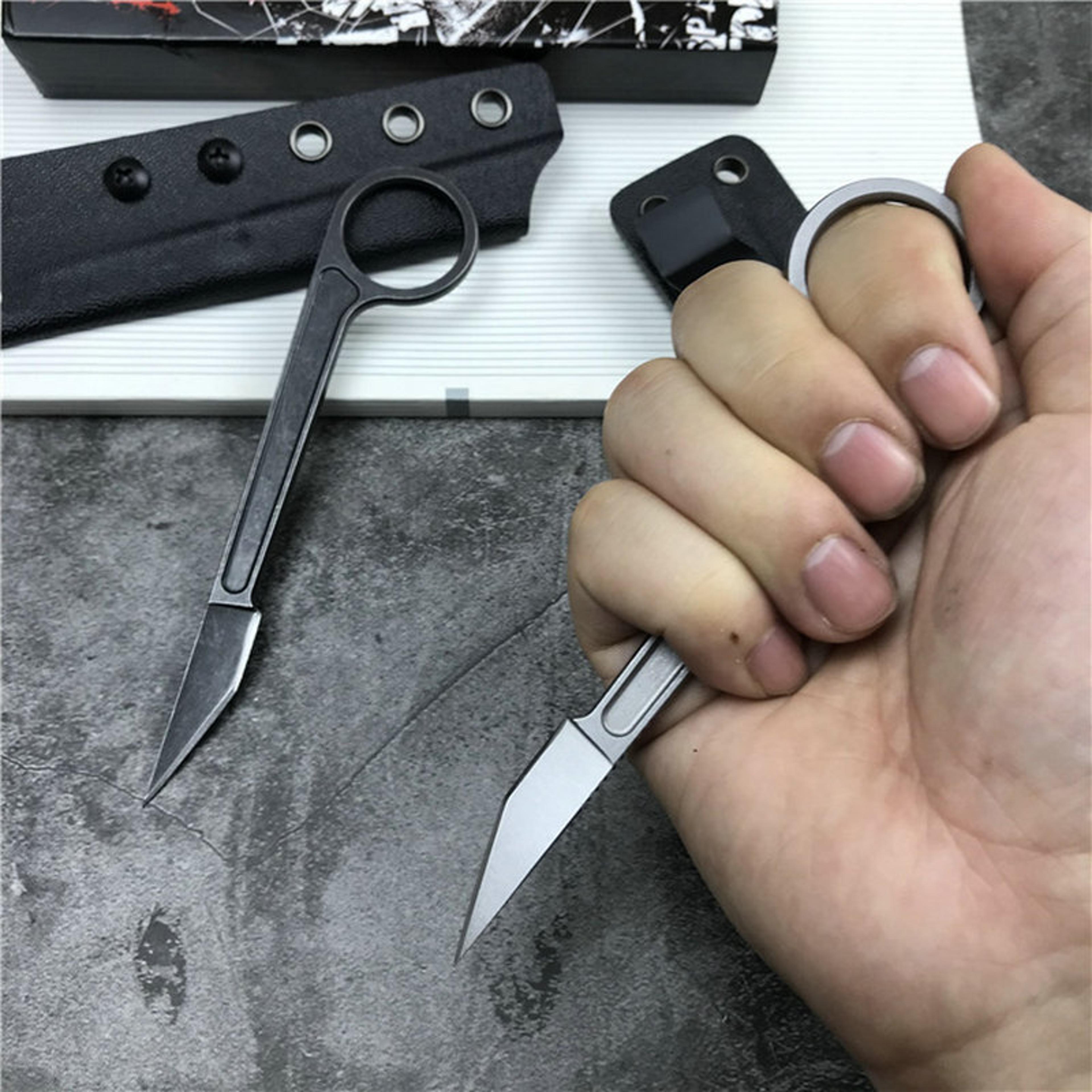 neck knife with kydex sheath compact fixed blade for camping