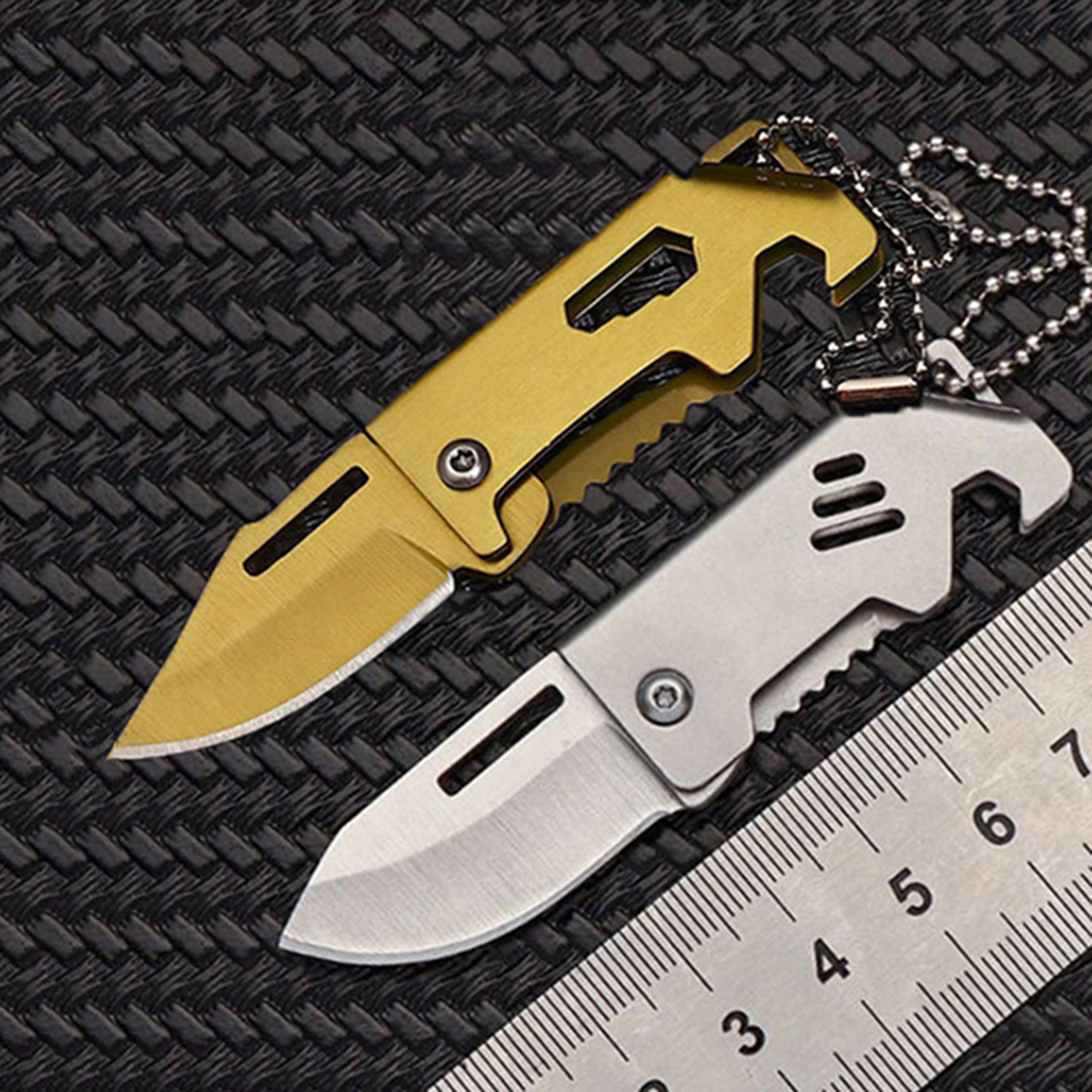 mini stainless steel keychain knife with bottle opener