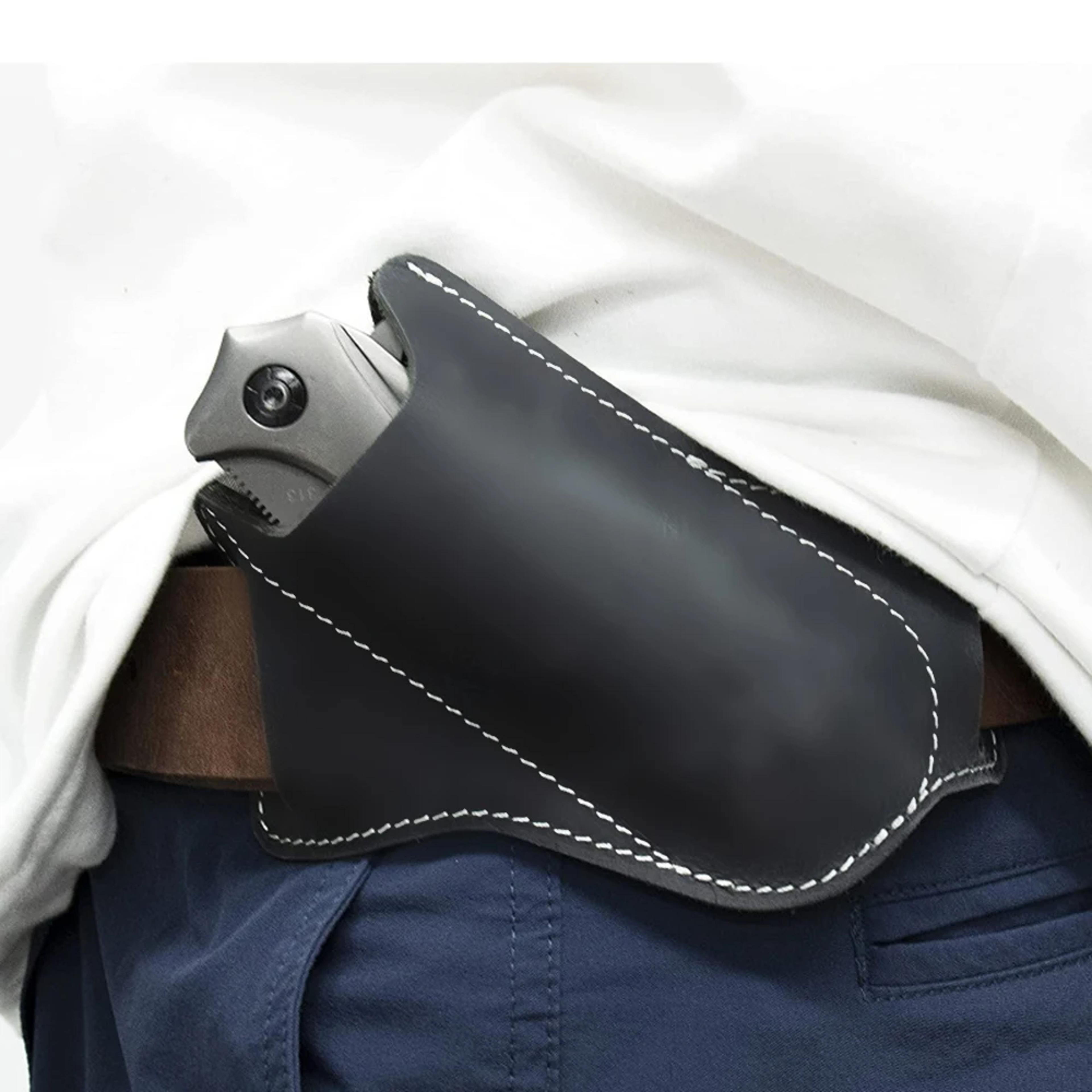 leather knife sheath belt loop holster for folding knife flashlight and tools