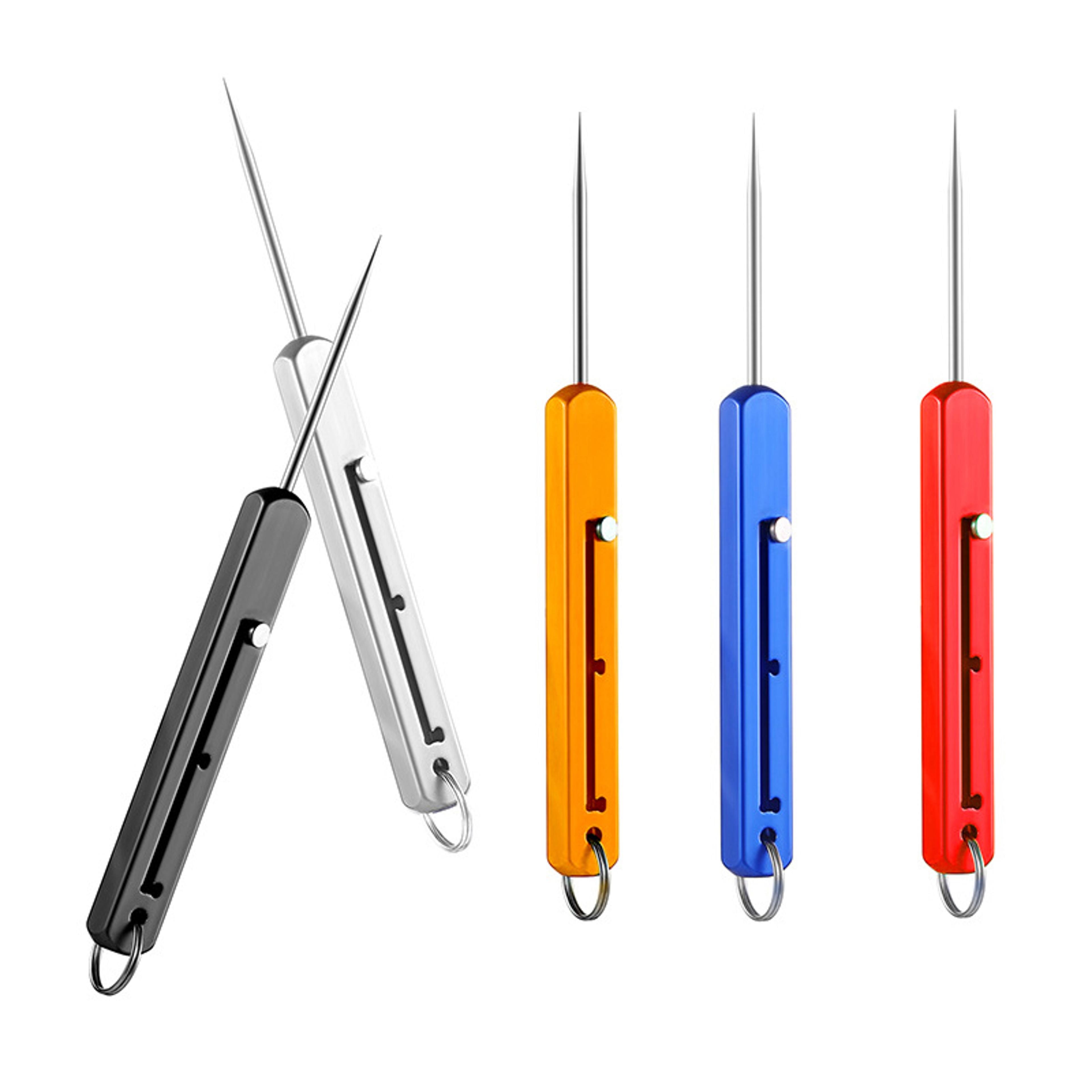 Retractable Titanium Toothpick Keychain Portable Fruit Pick 0
