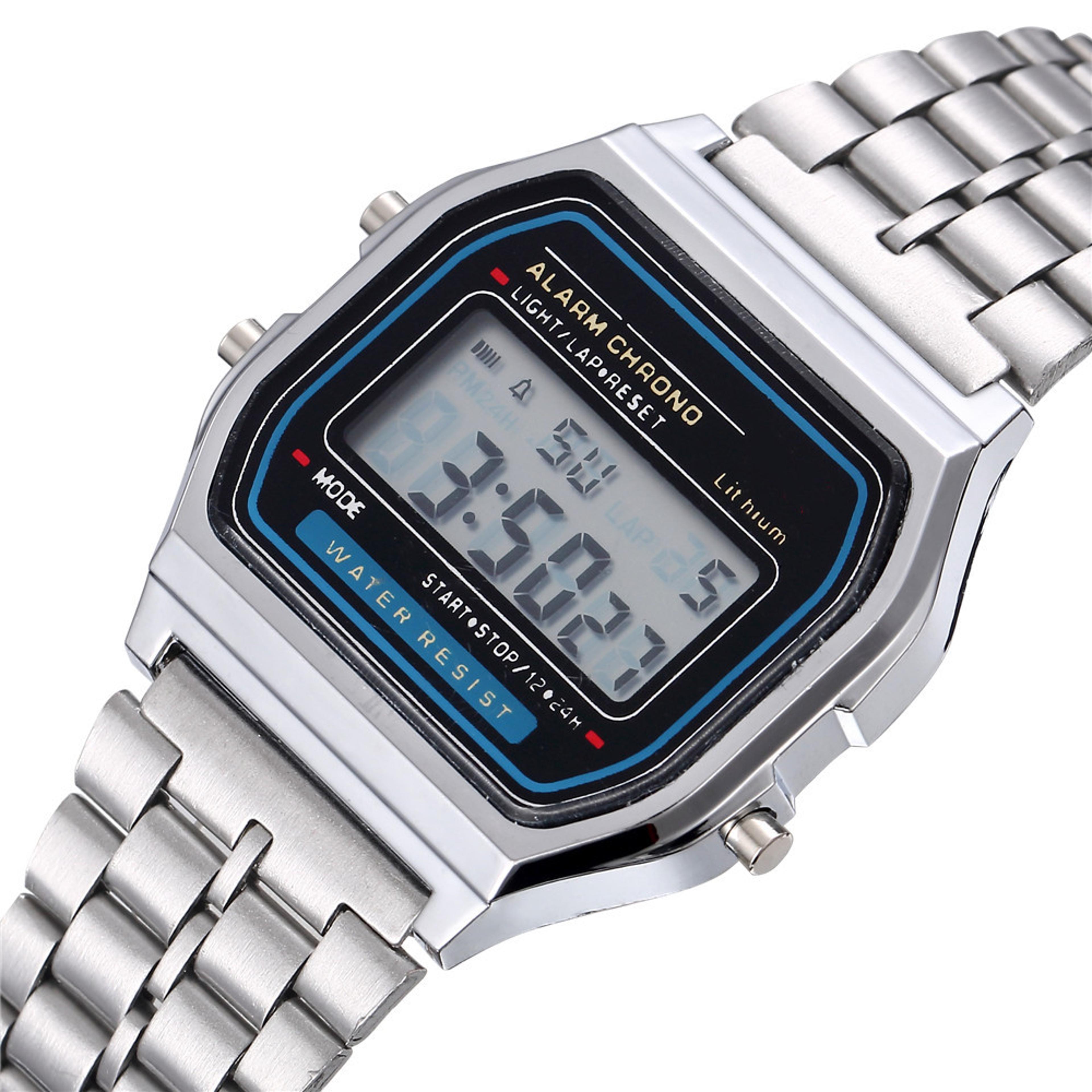 luxury mens led digital stainless steel business watch