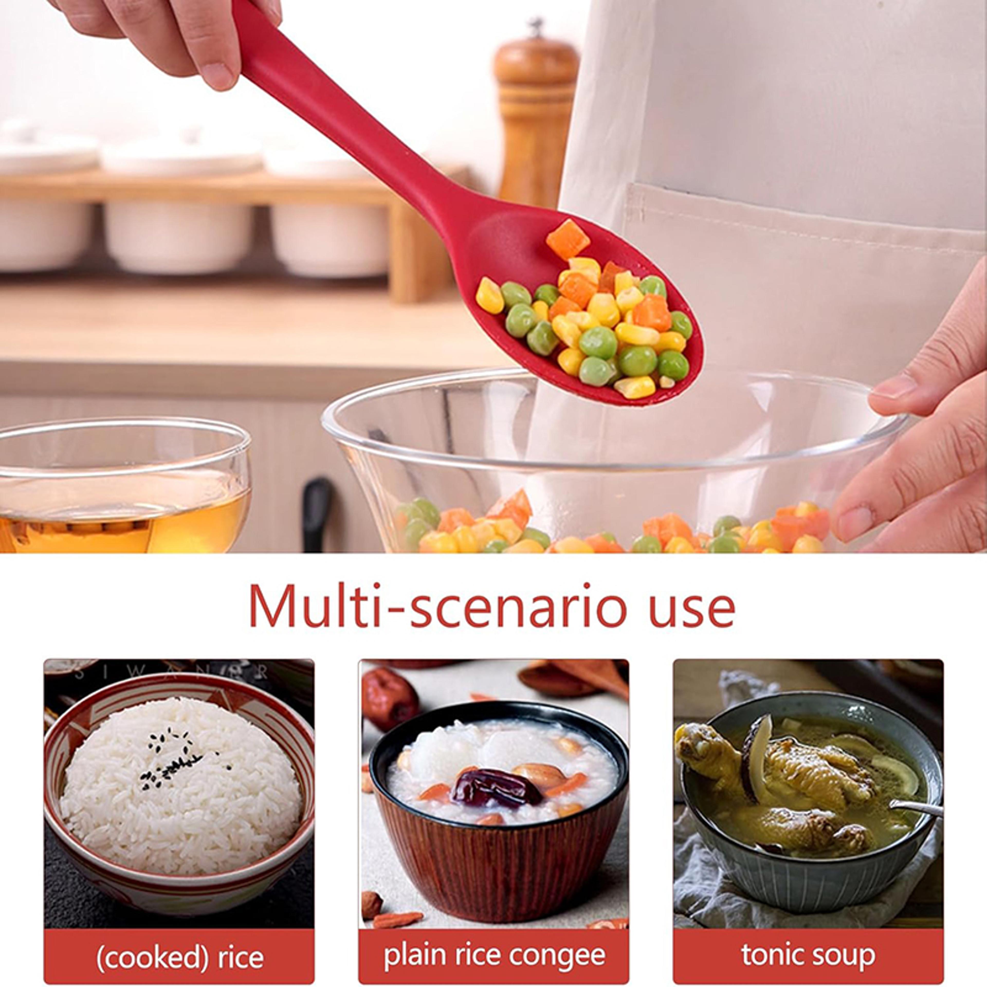 Premium Long Handle Silicone Cooking Spoon Set Heat Resistant Soup  Salad Ladles 2