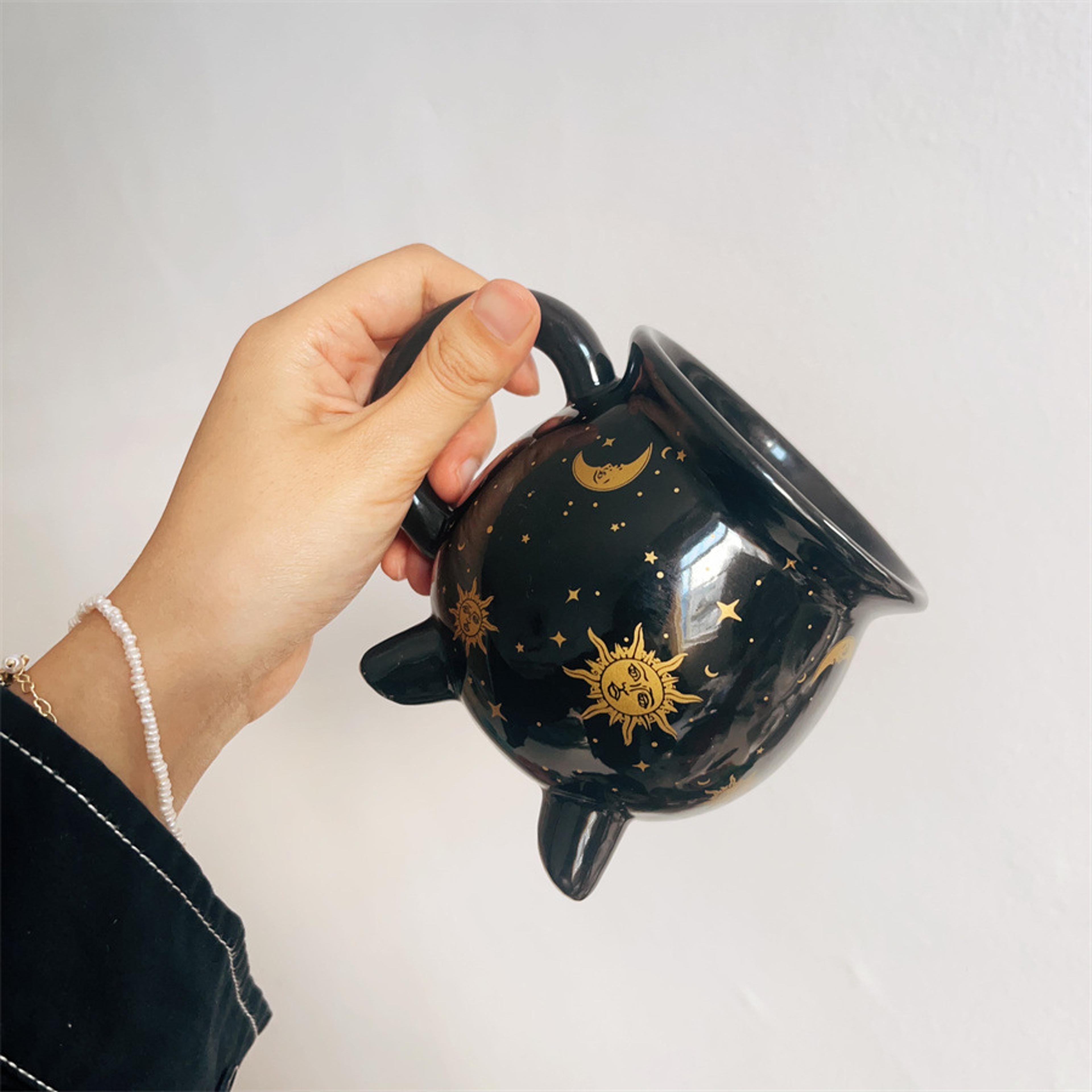 cauldron coffee mug black ceramic witch mug for magical sips & stylish everyday use