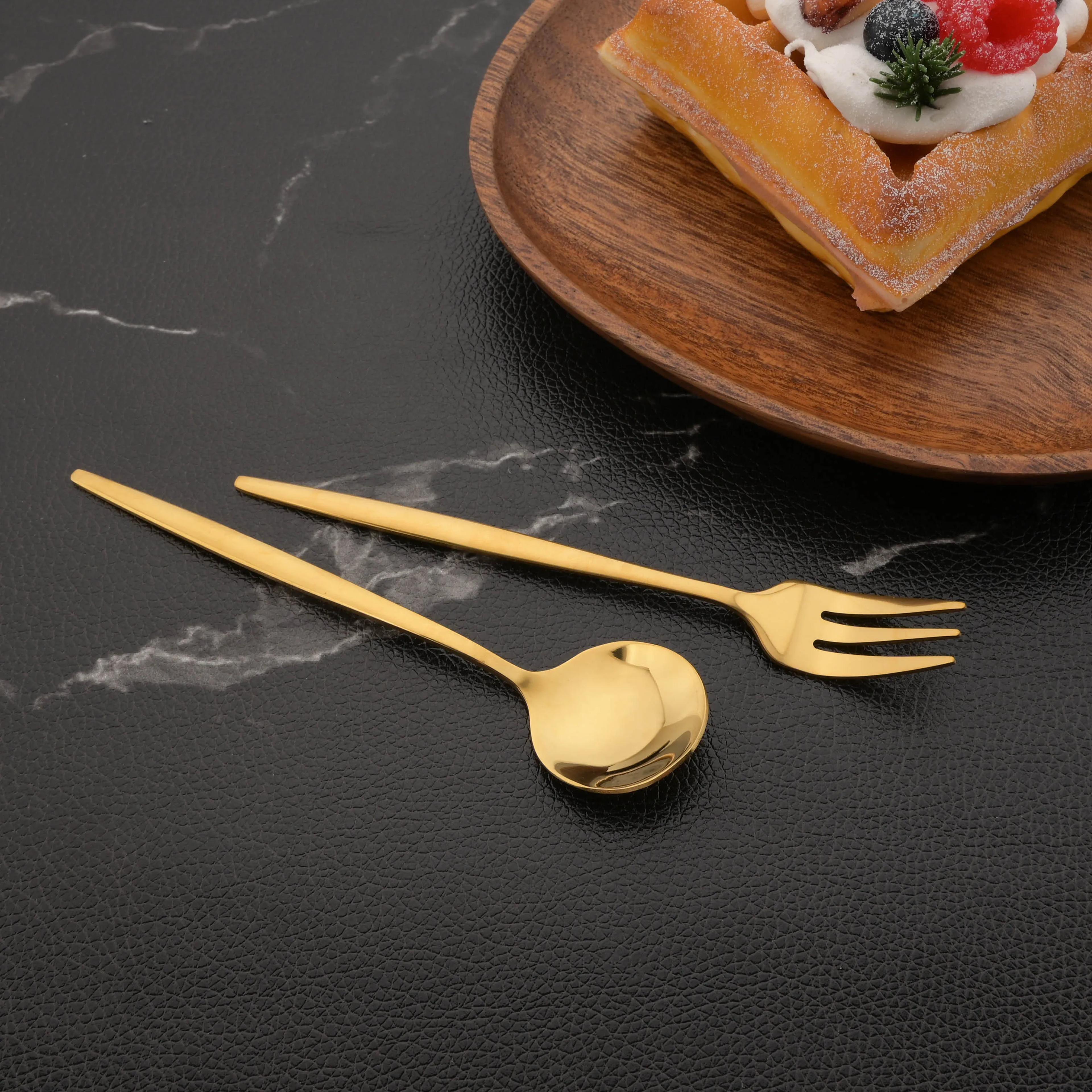 White Gold Stainless Steel Spoons Tea  Dessert Set 1