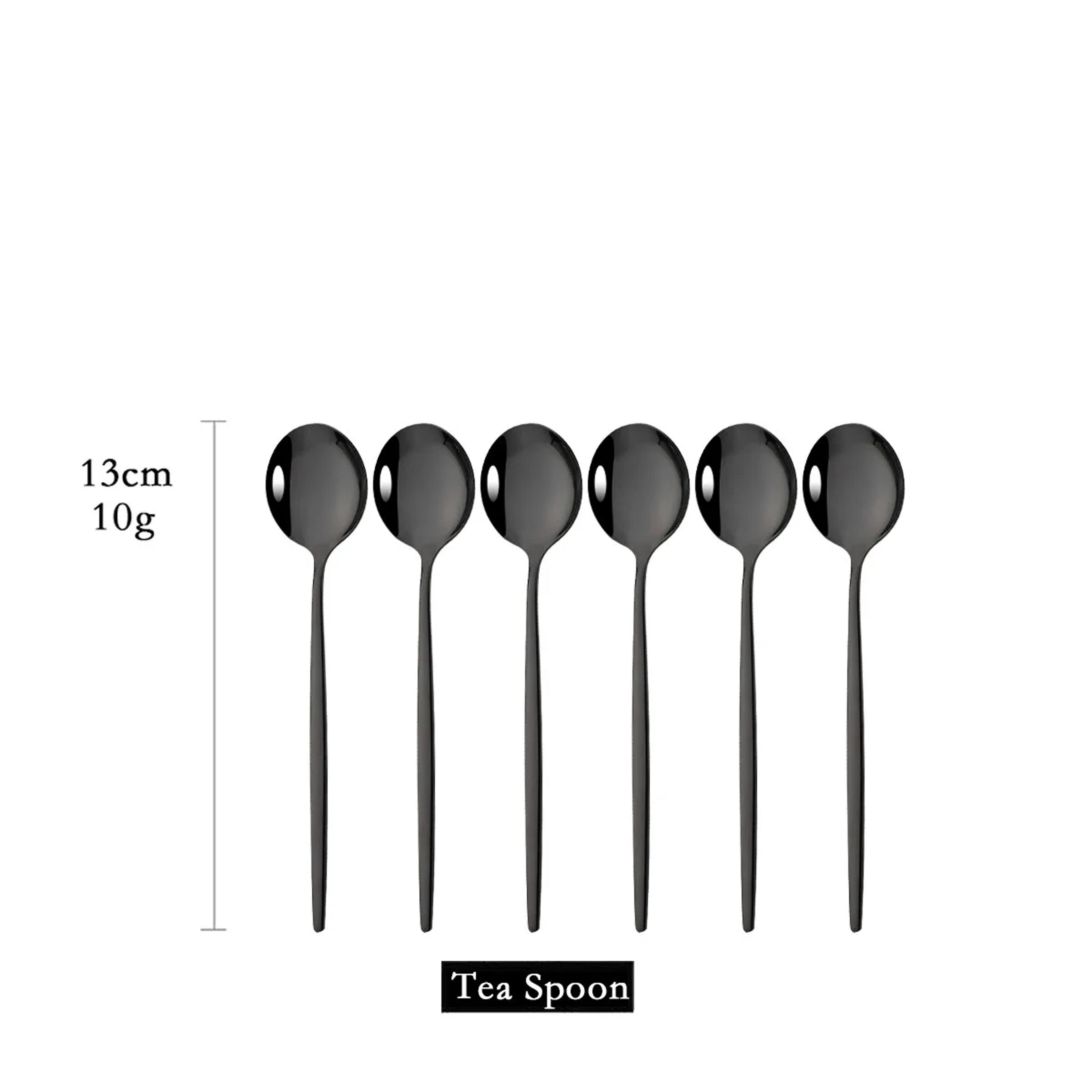 White Gold Stainless Steel Spoons Tea  Dessert Set 6
