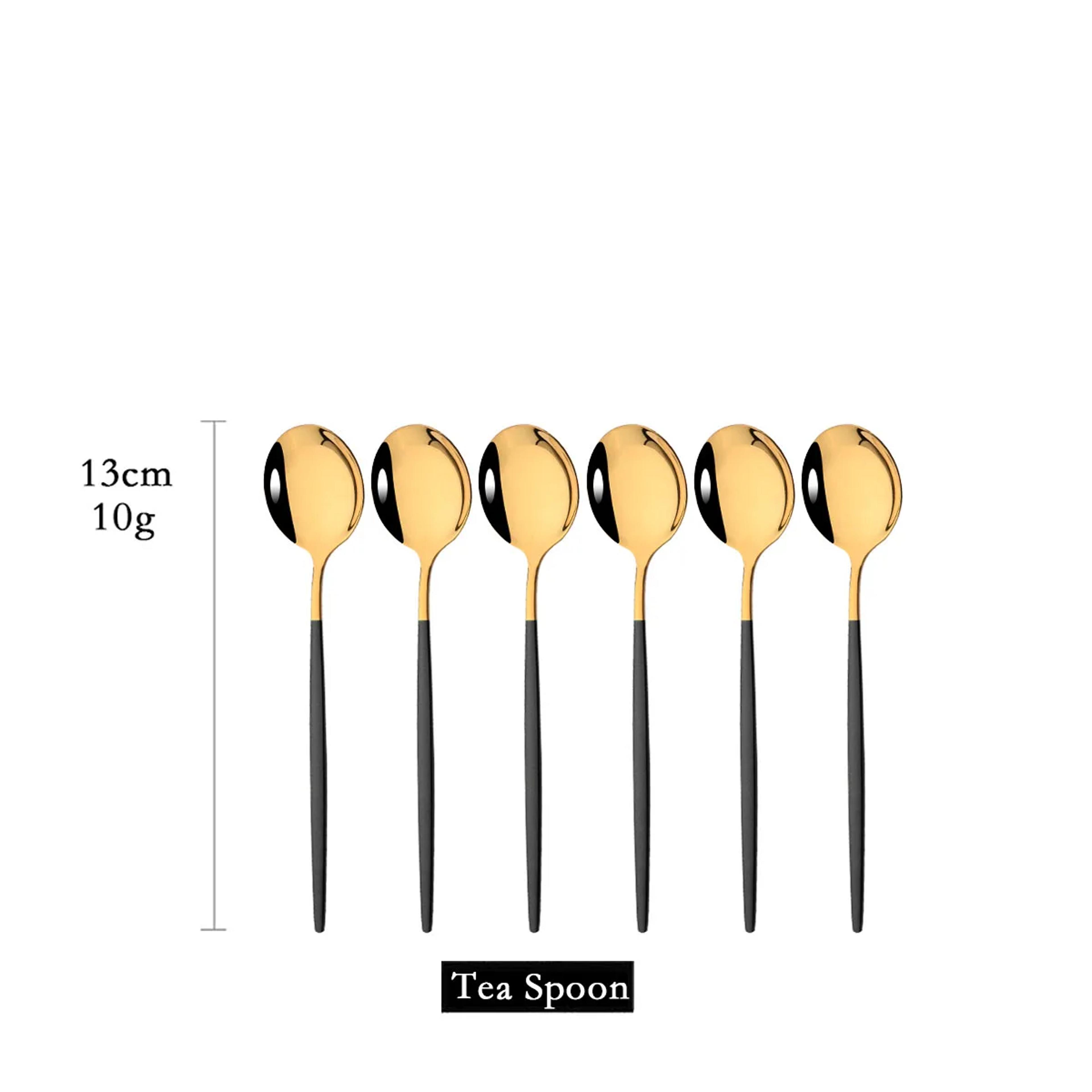 White Gold Stainless Steel Spoons Tea  Dessert Set 9