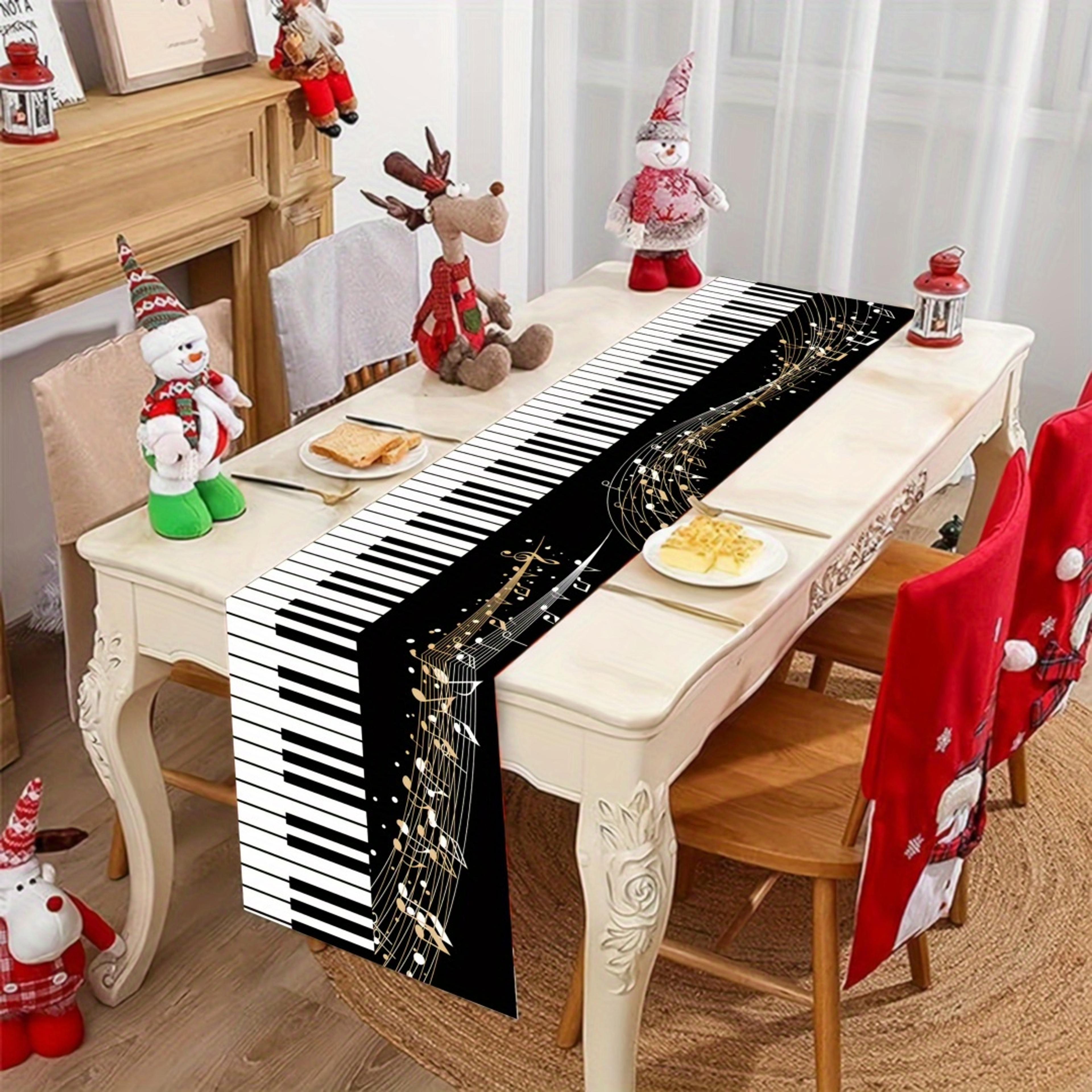 elegant piano keys table runner washable music decor for home & parties