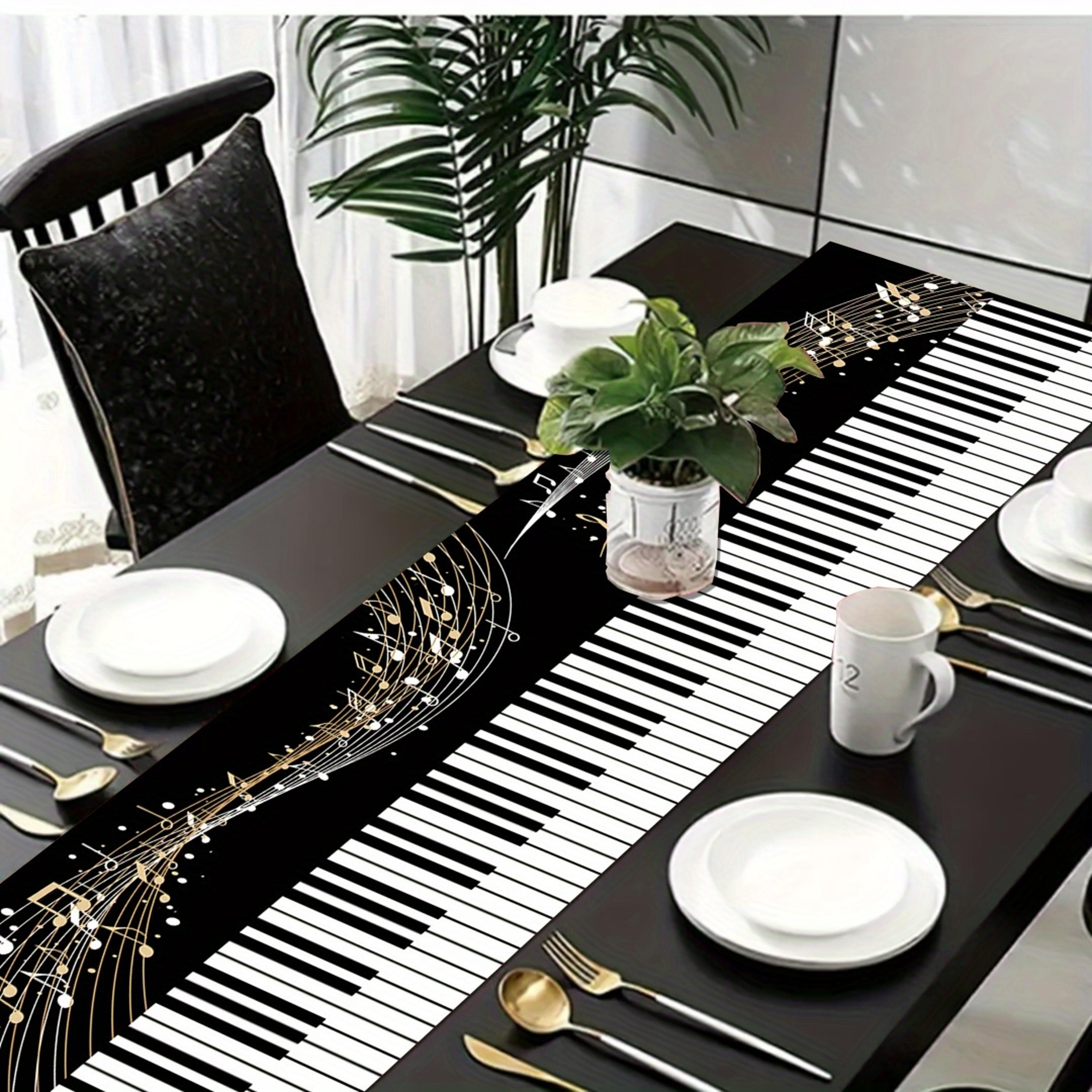 Elegant Piano Keys Table Runner Washable Music Decor For Home  Parties 1