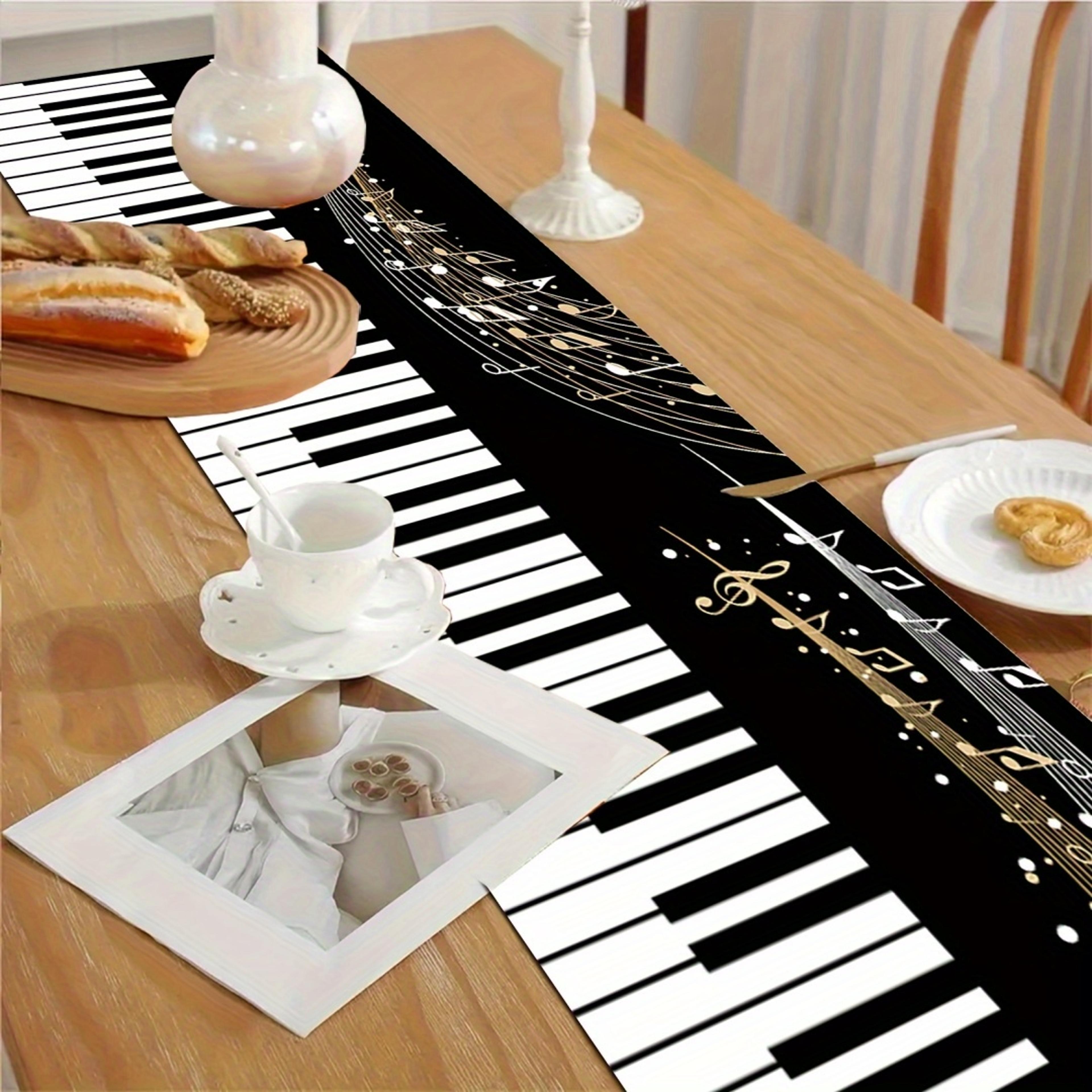 Elegant Piano Keys Table Runner Washable Music Decor For Home  Parties 3