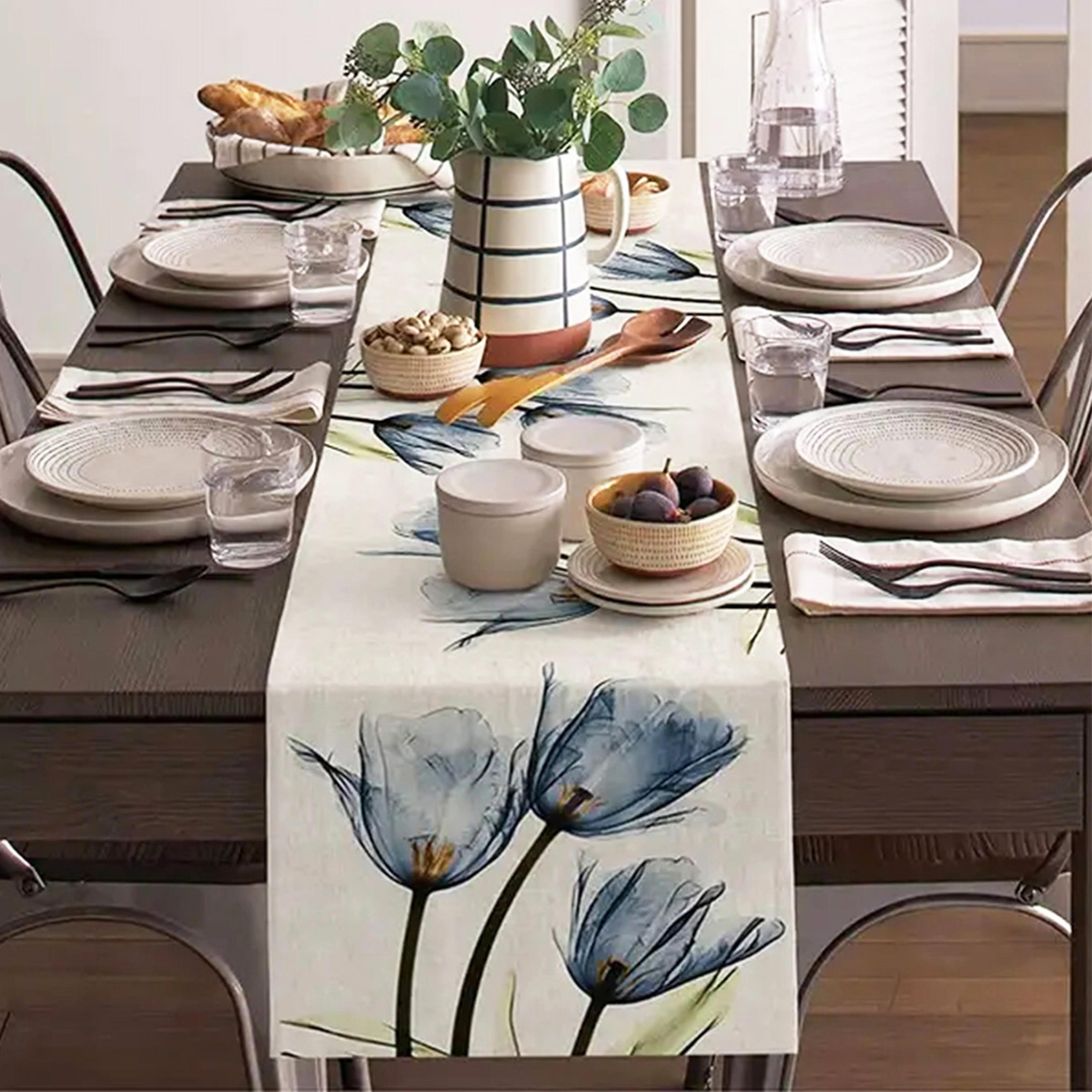 Rustic Tulip Linen Table Runner For Farmhouse Dining 2