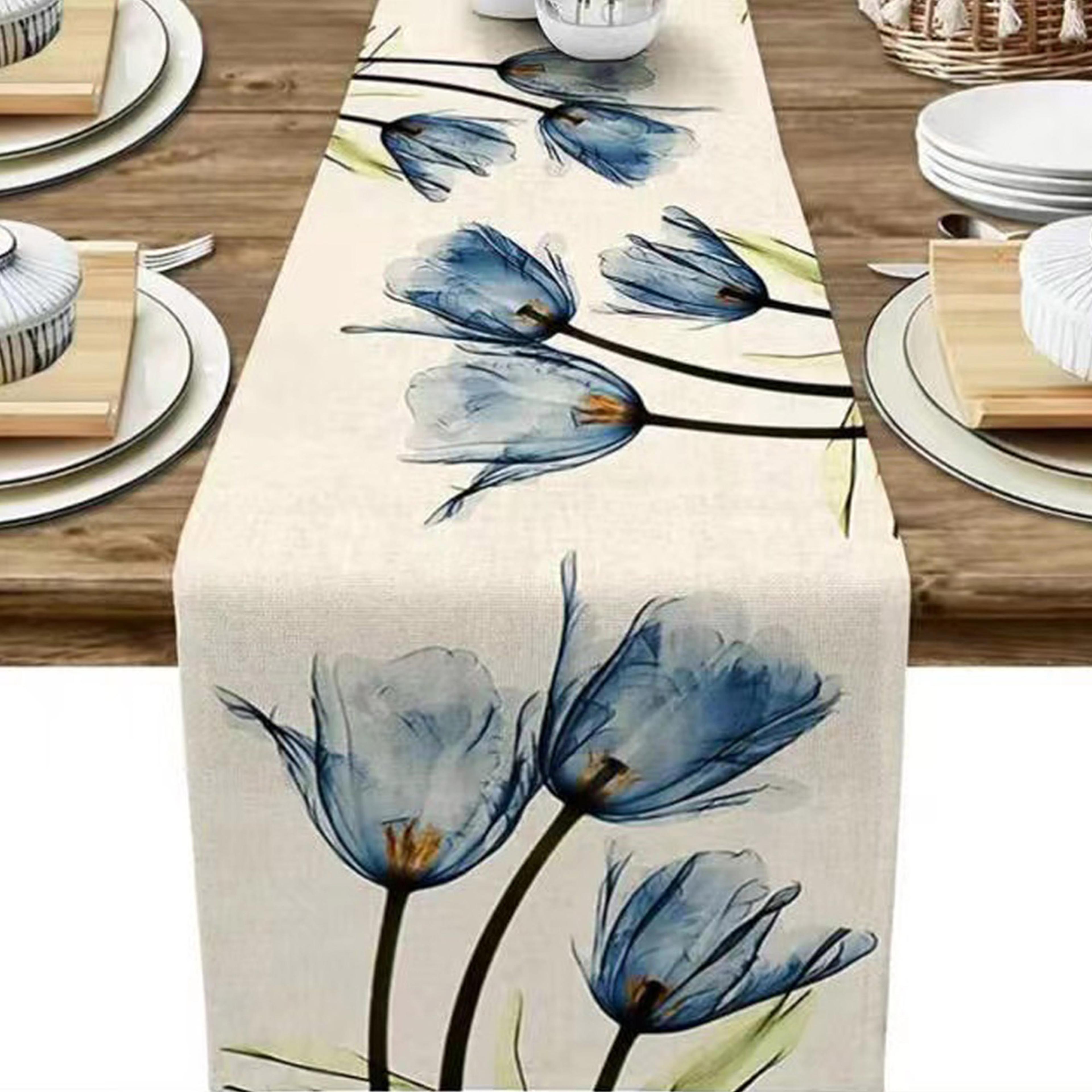 Rustic Tulip Linen Table Runner For Farmhouse Dining 4