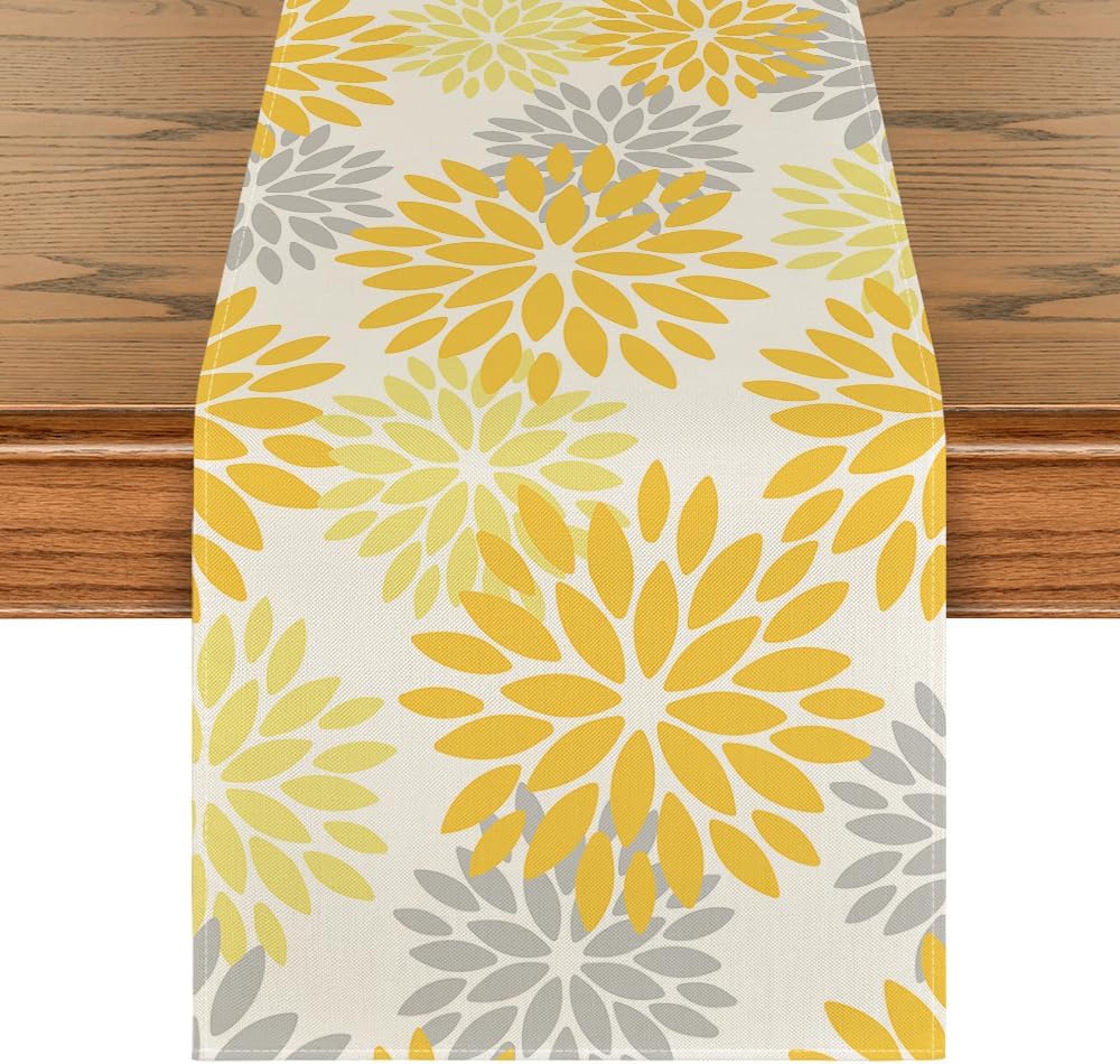 Blue Dahlia Elegant Linen Floral Table Runner Seasonal Dining  Wedding Decor 4