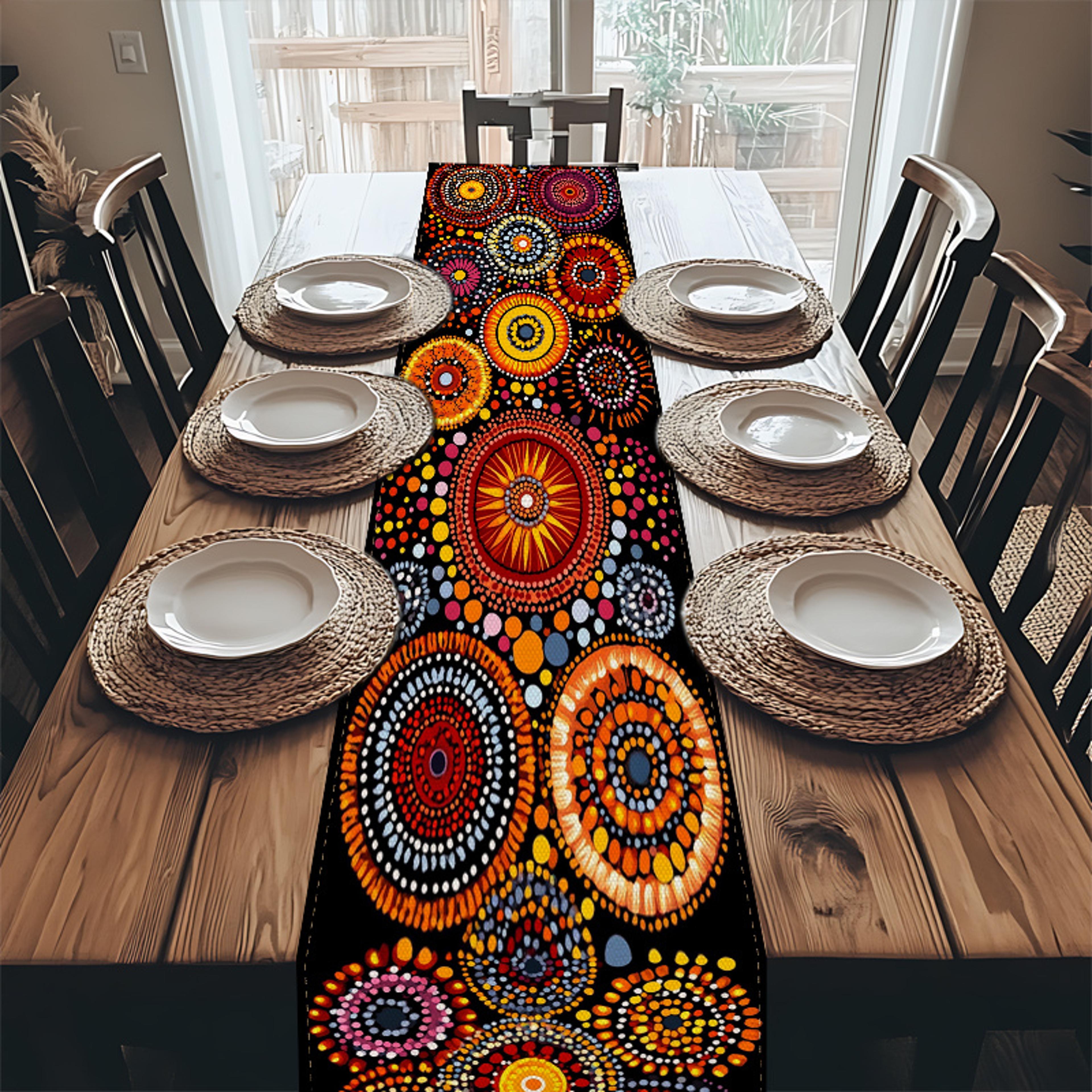 Boho Mandala Table Runner Vibrant Decorative Dining  Kitchen Table Accent 1