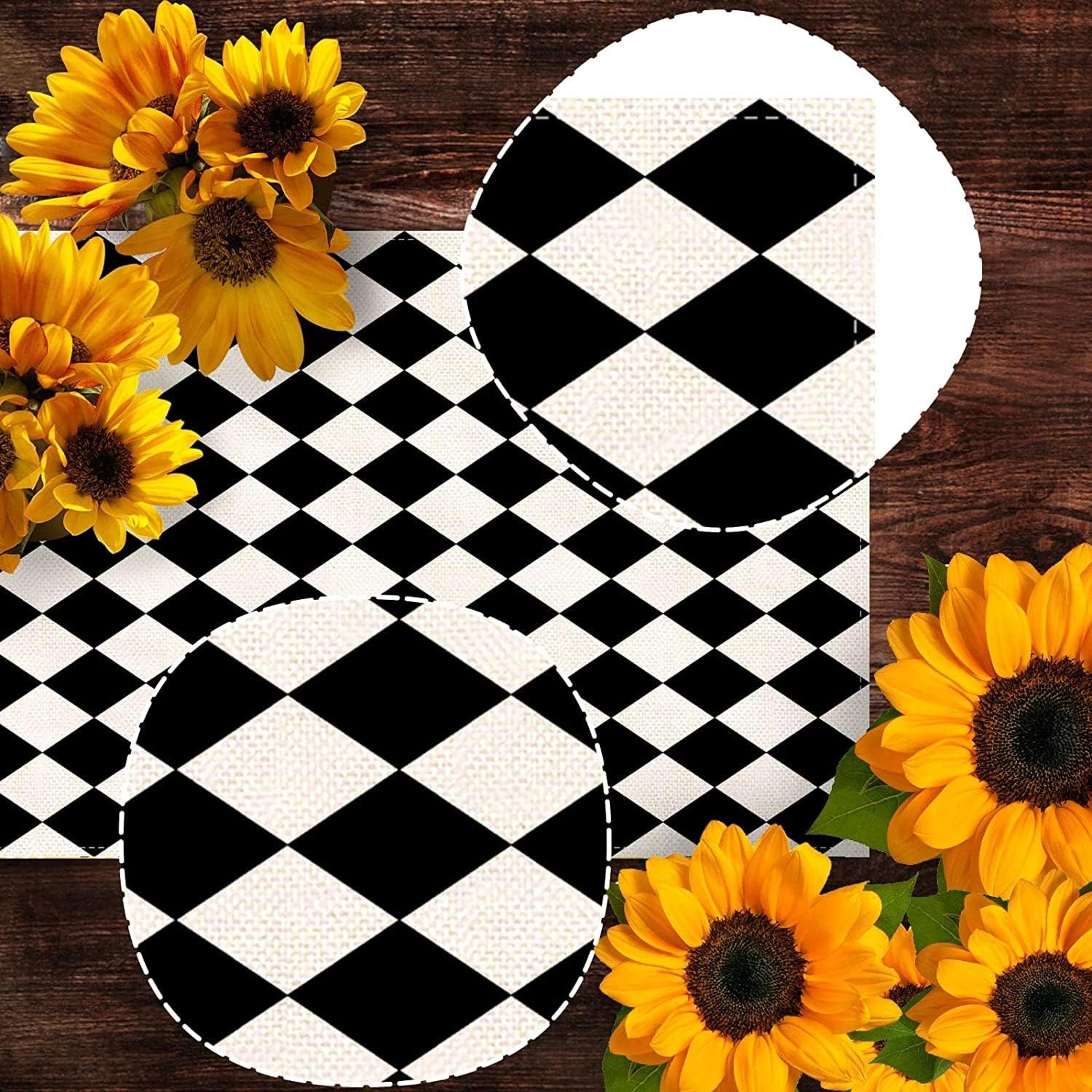Elegant Black  White Diamond Linen Table Runner Reusable Kitchen  Party Decor 3