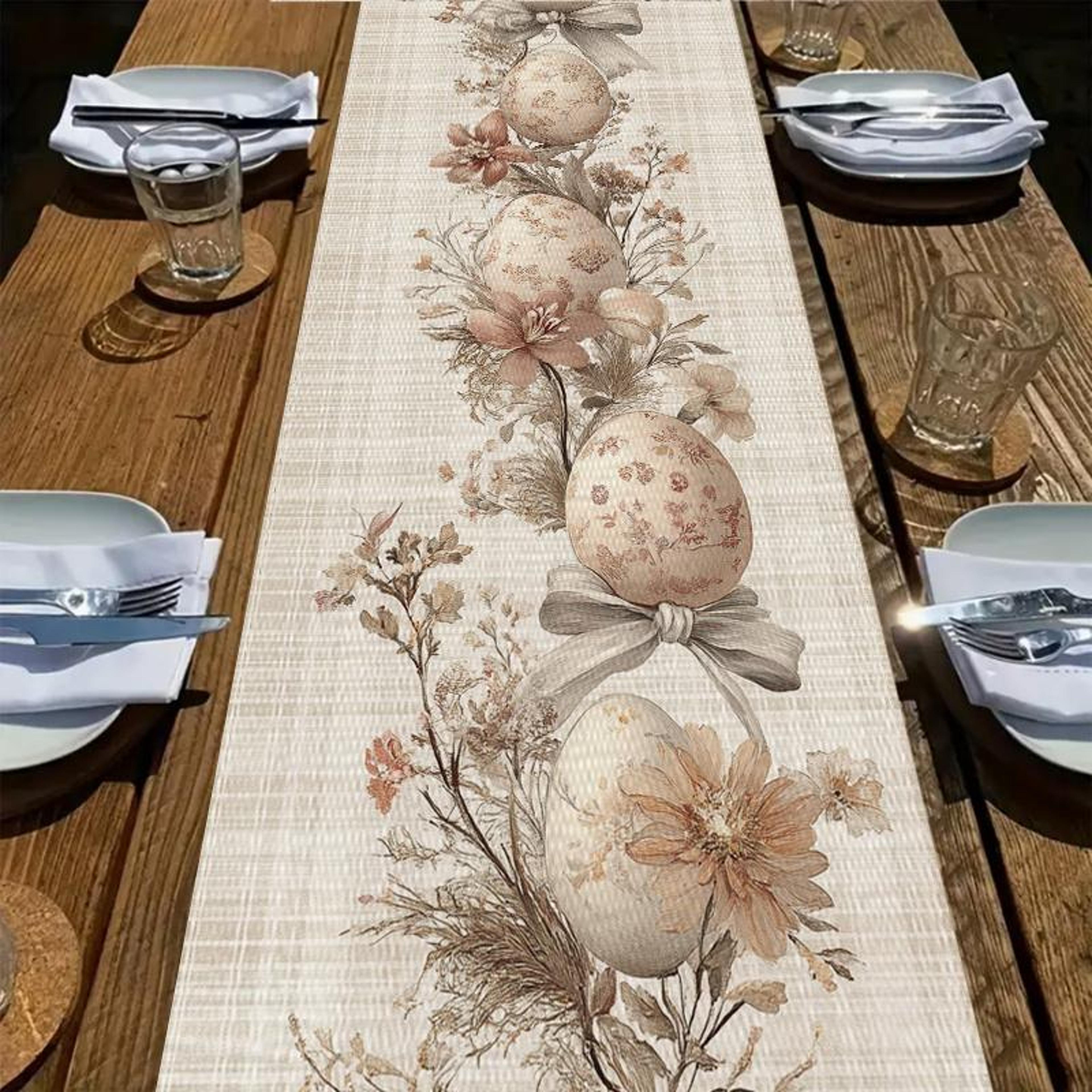 elegant retro bow easter egg table runner sophisticated dining decor