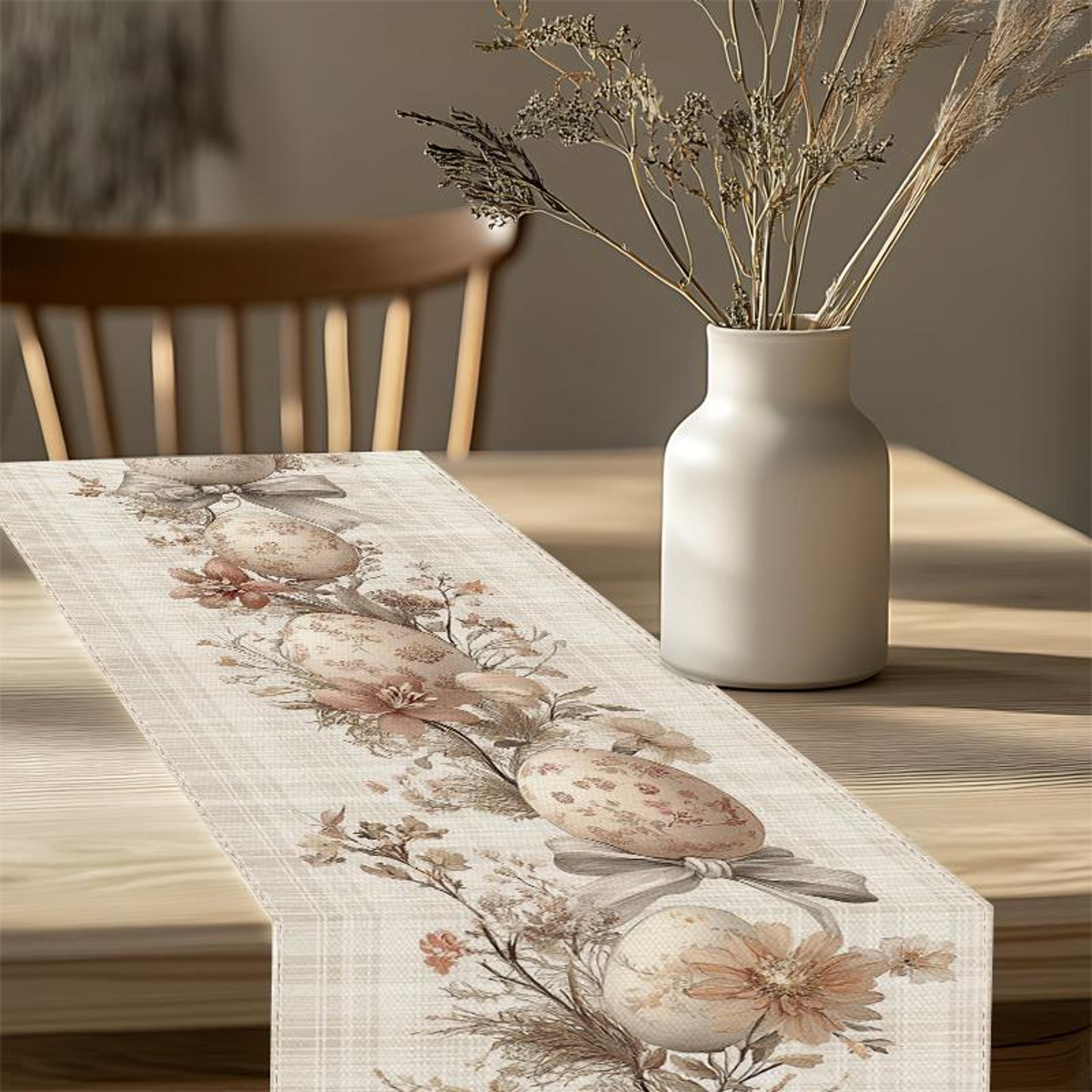 Elegant Retro Bow Easter Egg Table Runner Sophisticated Dining Decor 1