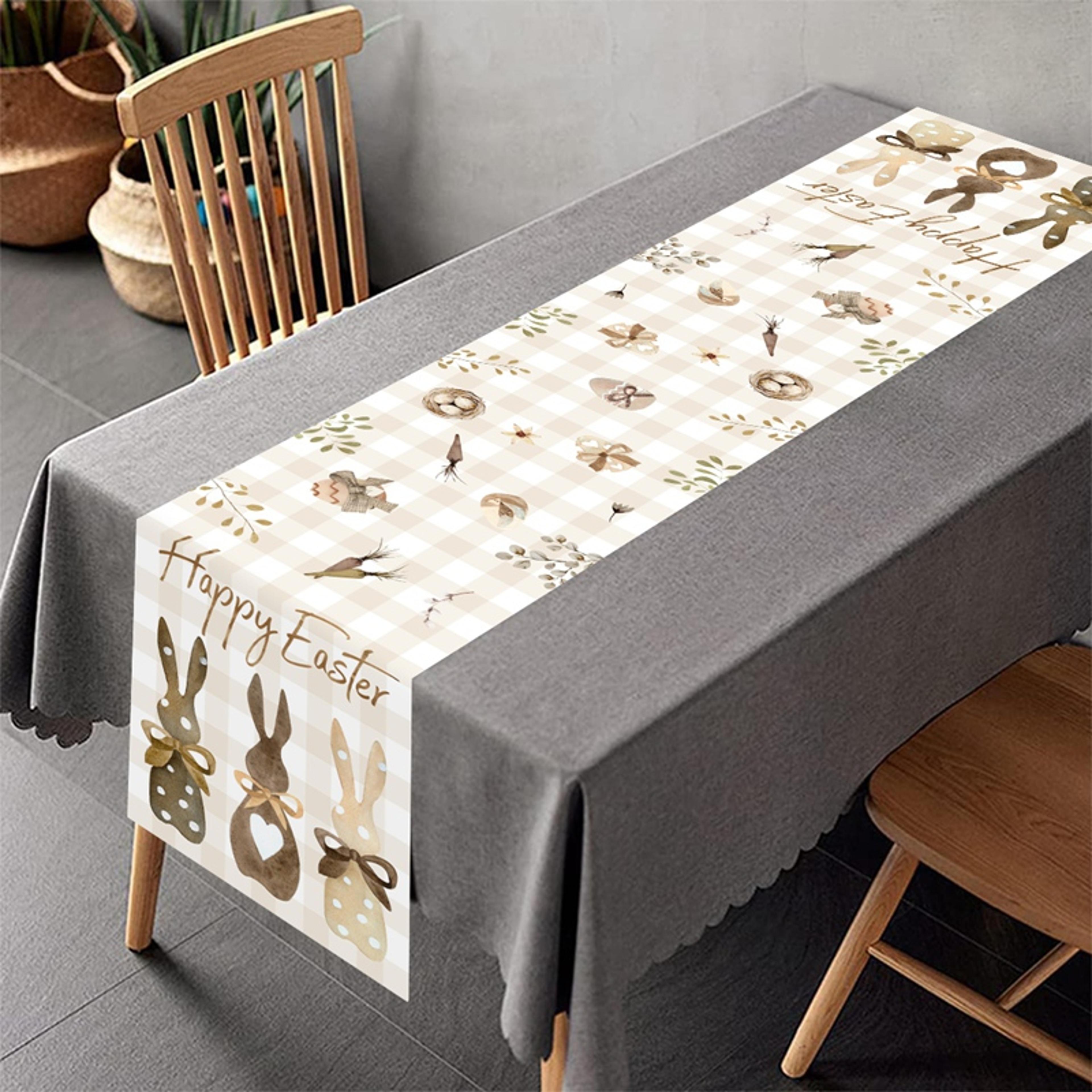Premium Easter Bunny Table Runner With Floral  Egg Design Spring Holiday Decor 3