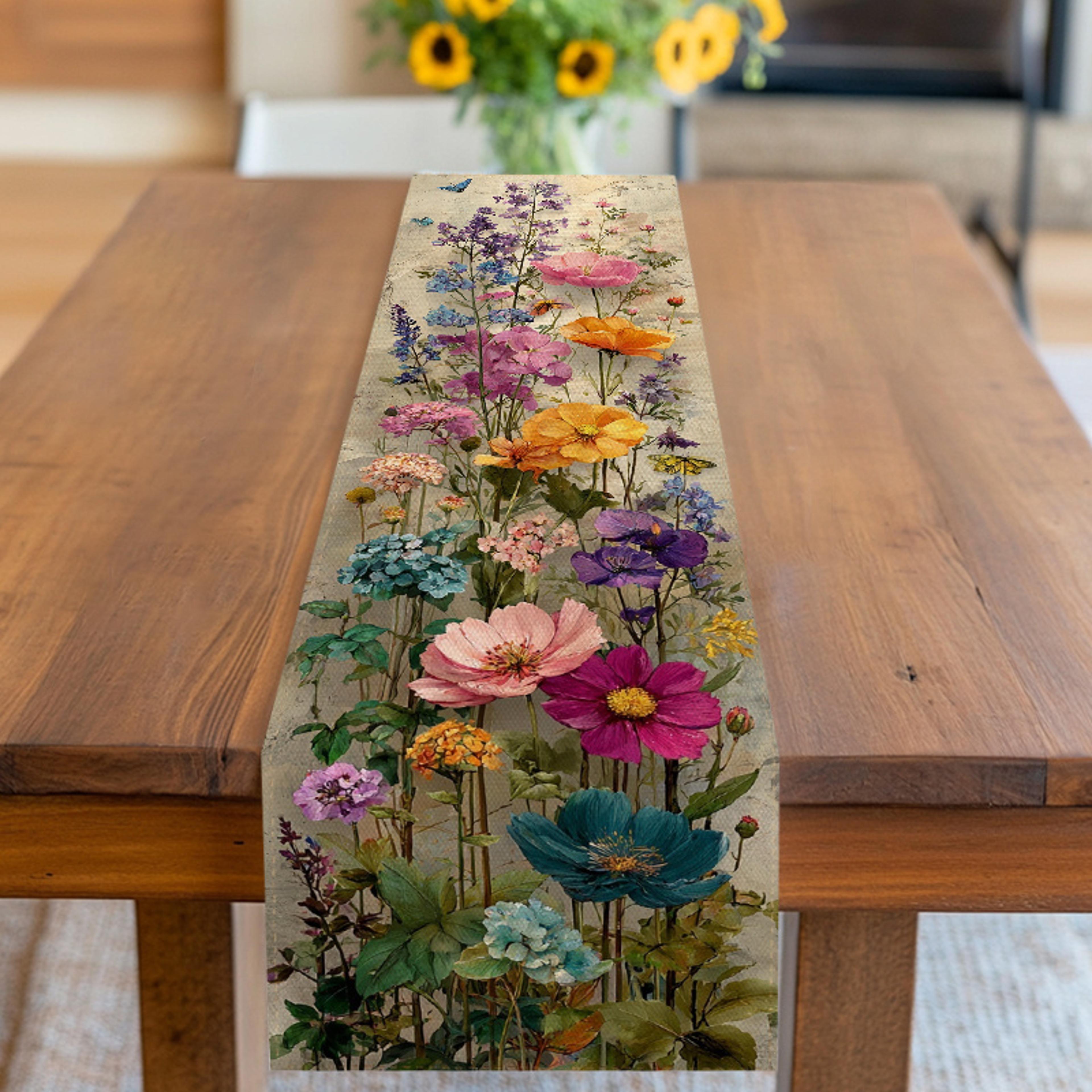 Elegant Floral Table Runner Perfect For Weddings Spring Decor  Dining Tables 1